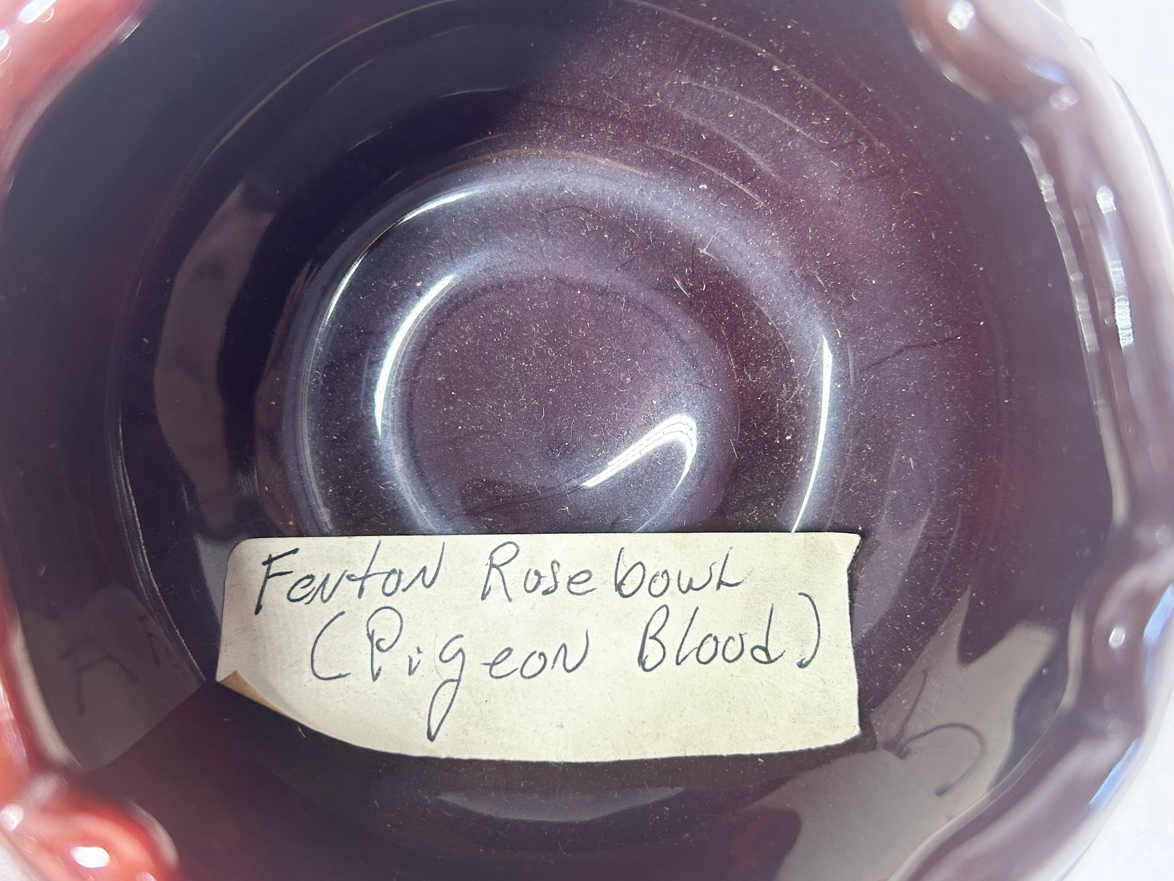 FENTON PIGEON BLOOD GLASS ROSE BOWL