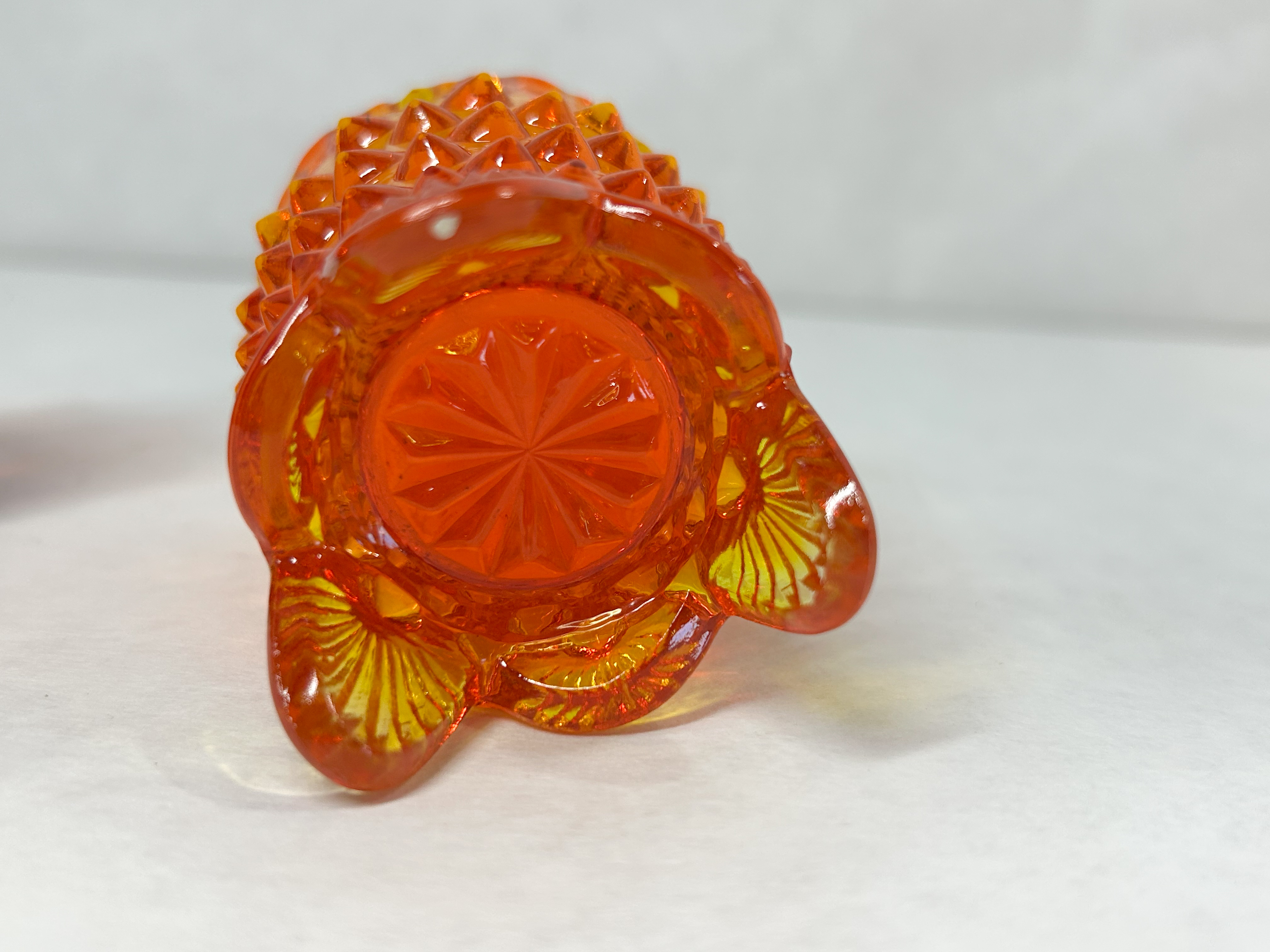 TWO AMBERINA GLASS TOOTHPICK HOLDERS, MID-20TH CENTURY