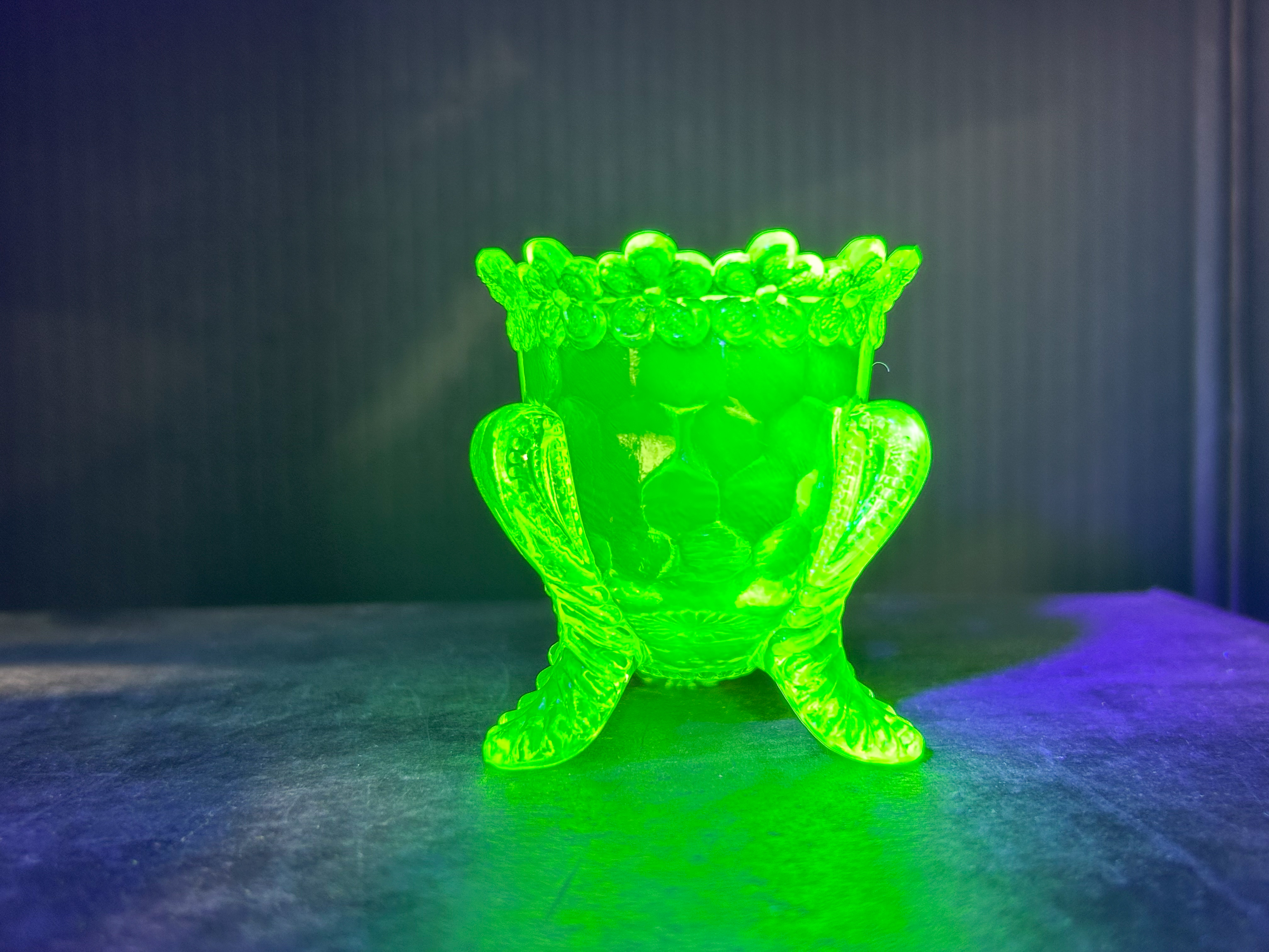 TWO PRESSED GLASS TOOTHPICK HOLDERS, 1900