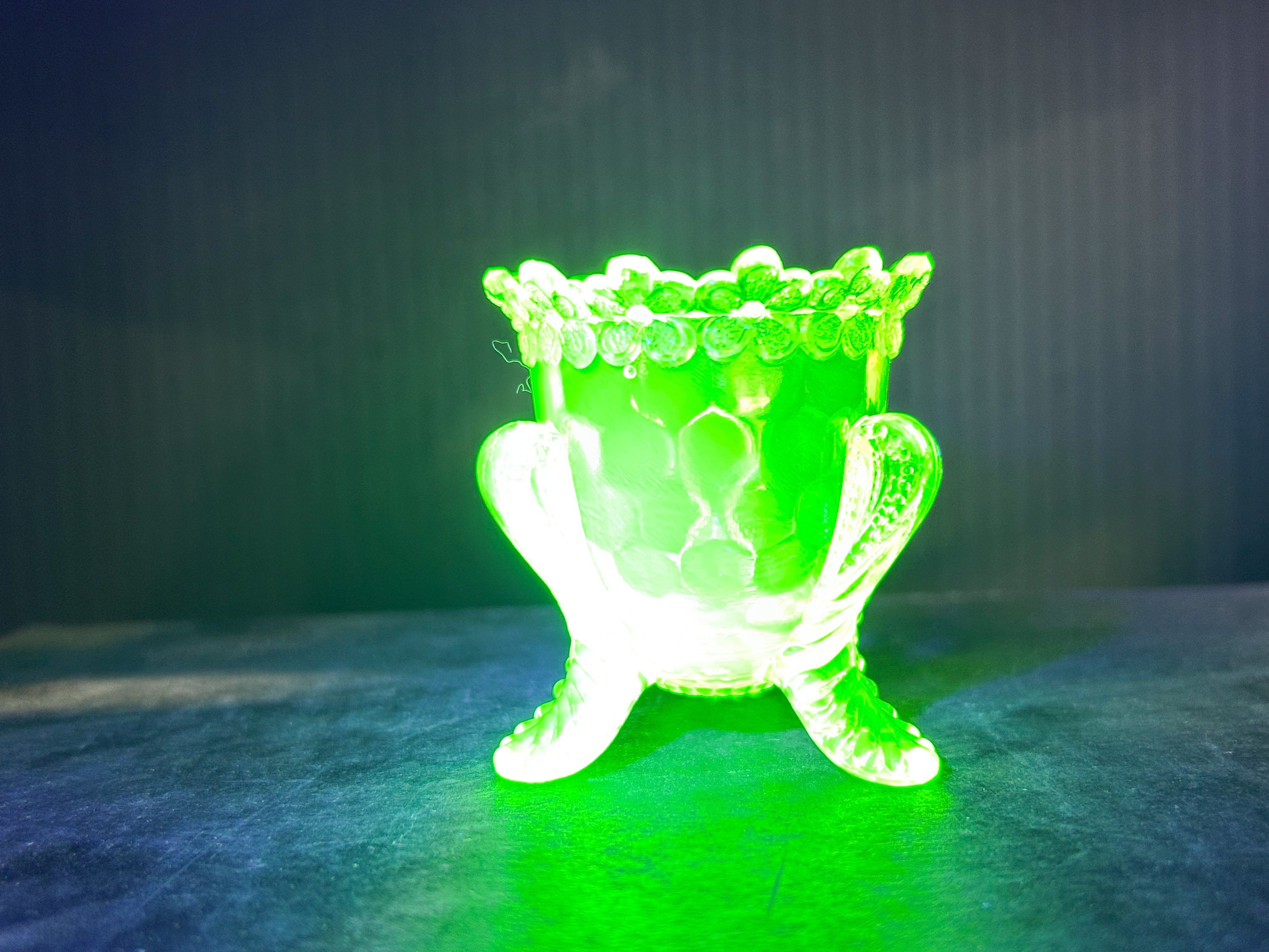 TWO PRESSED GLASS TOOTHPICK HOLDERS, 1900