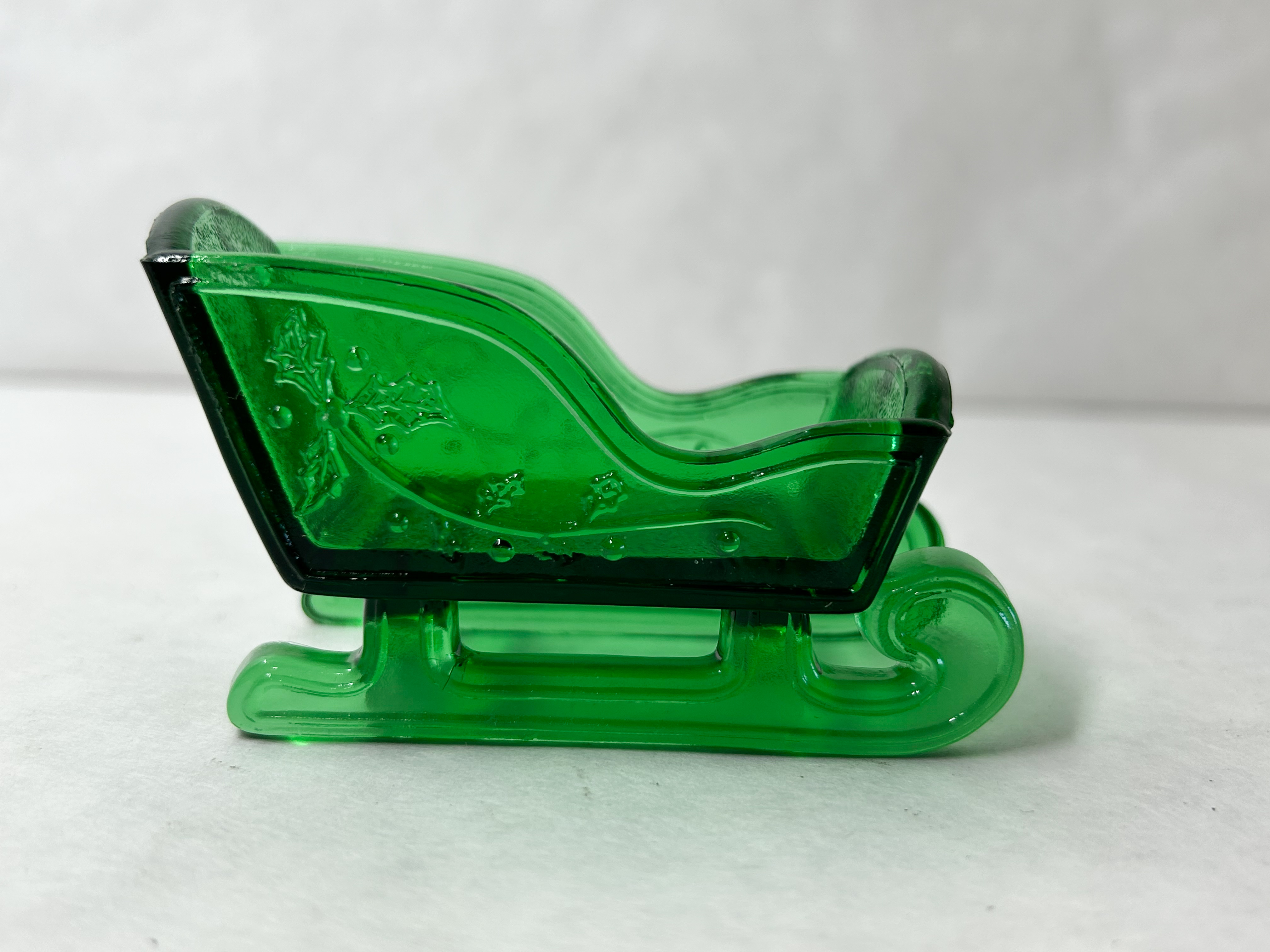 MOSSER GREEN GLASS HOLIDAY SLEIGH