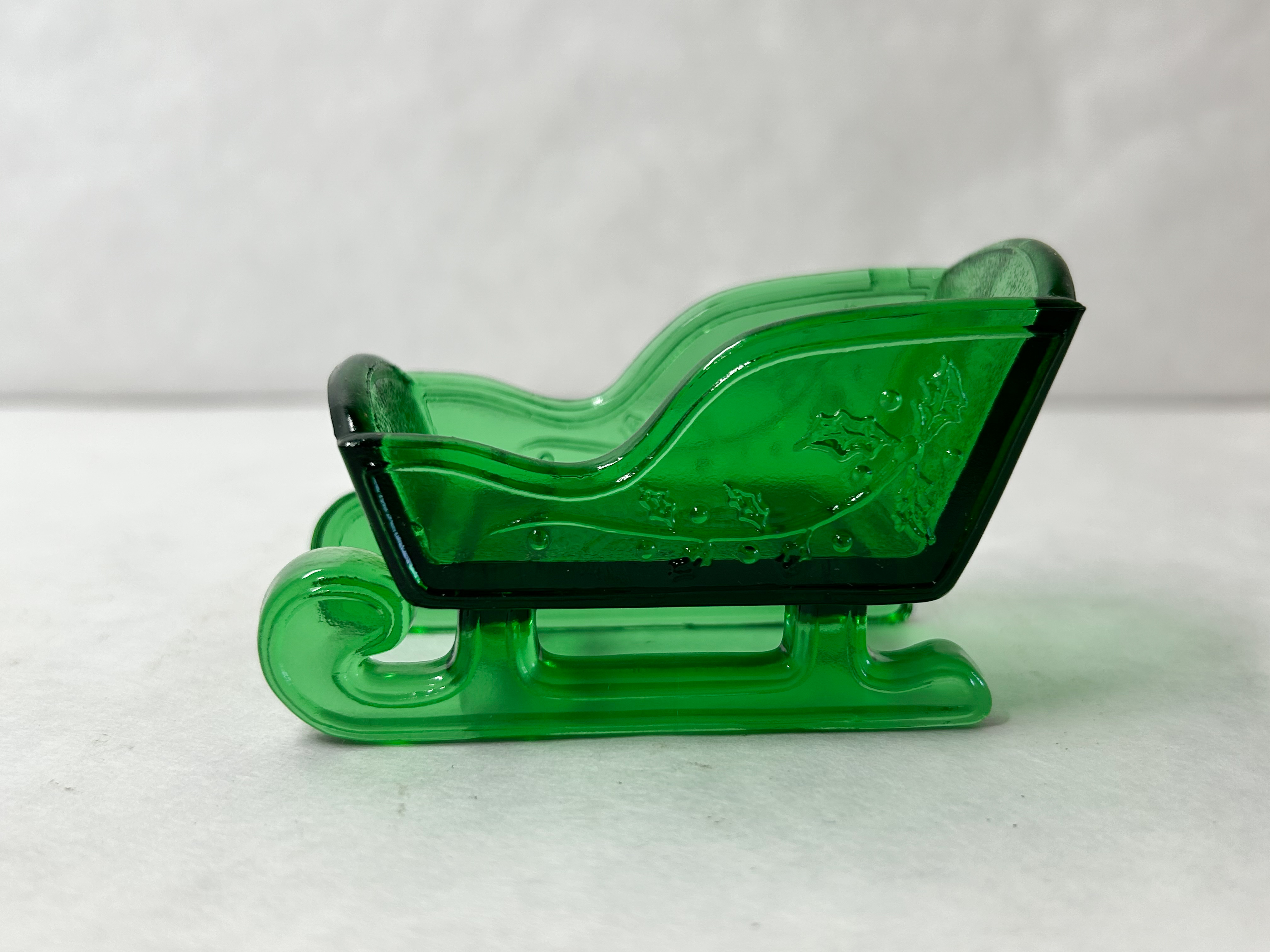 MOSSER GREEN GLASS HOLIDAY SLEIGH