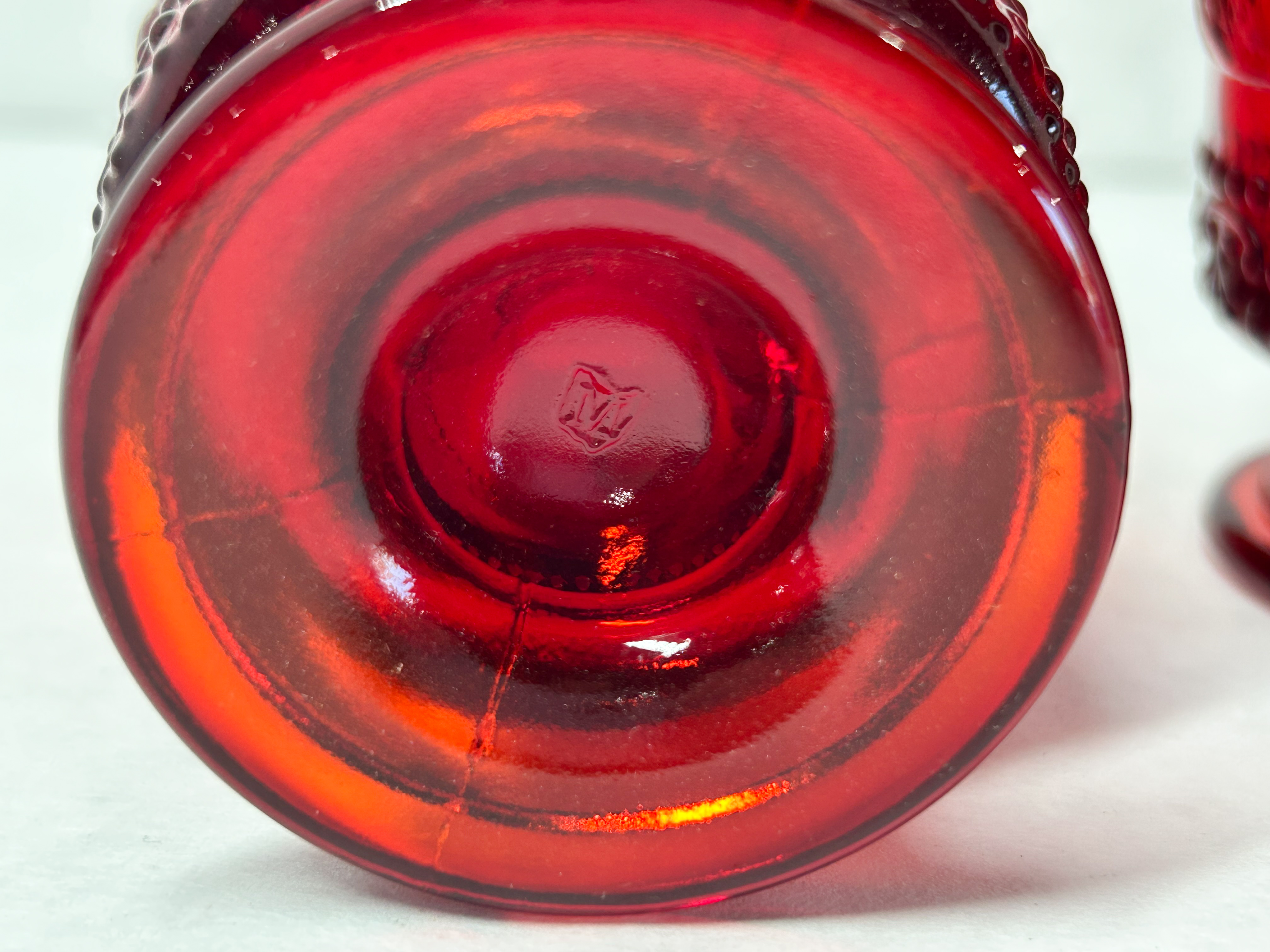 MOSSER RUBY RED GLASS SANTA CUPS