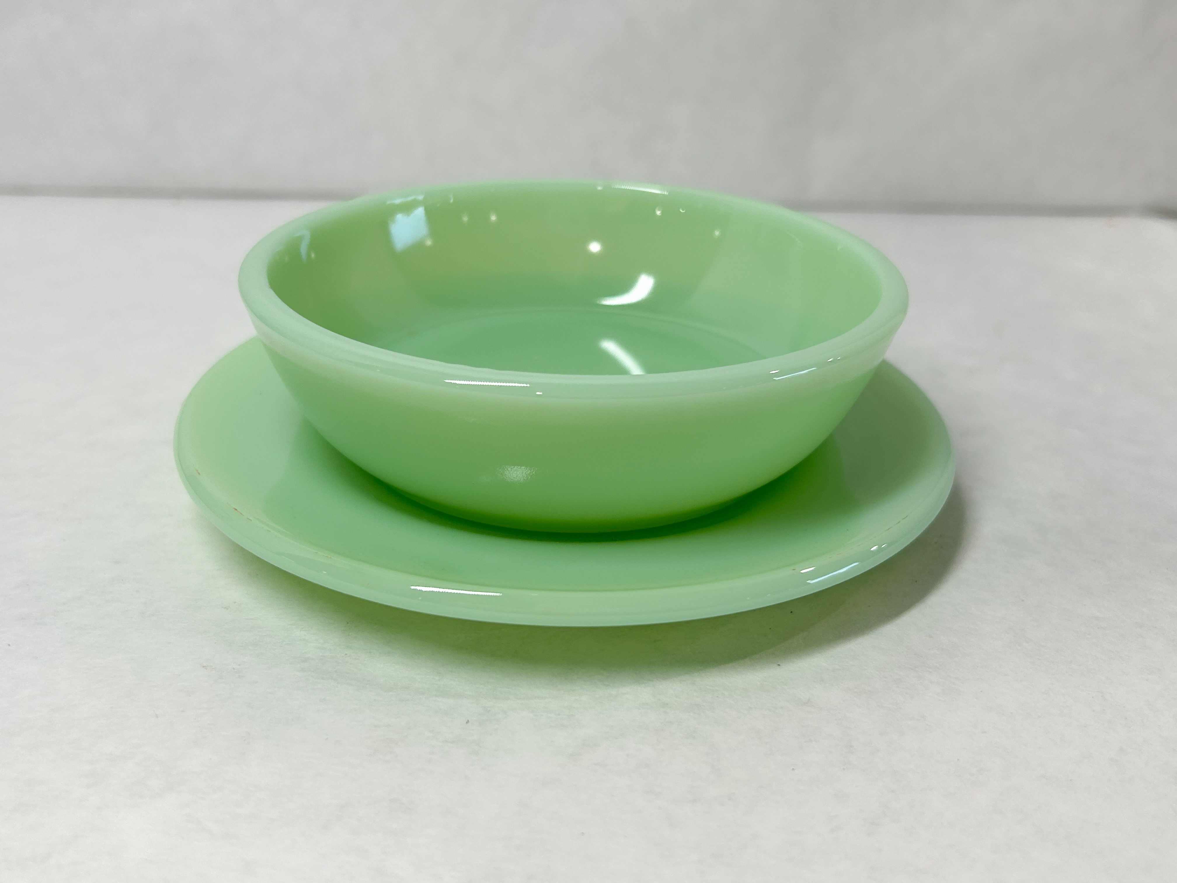 MOSSER JADEITE GLASS BOWL AND SAUCER
