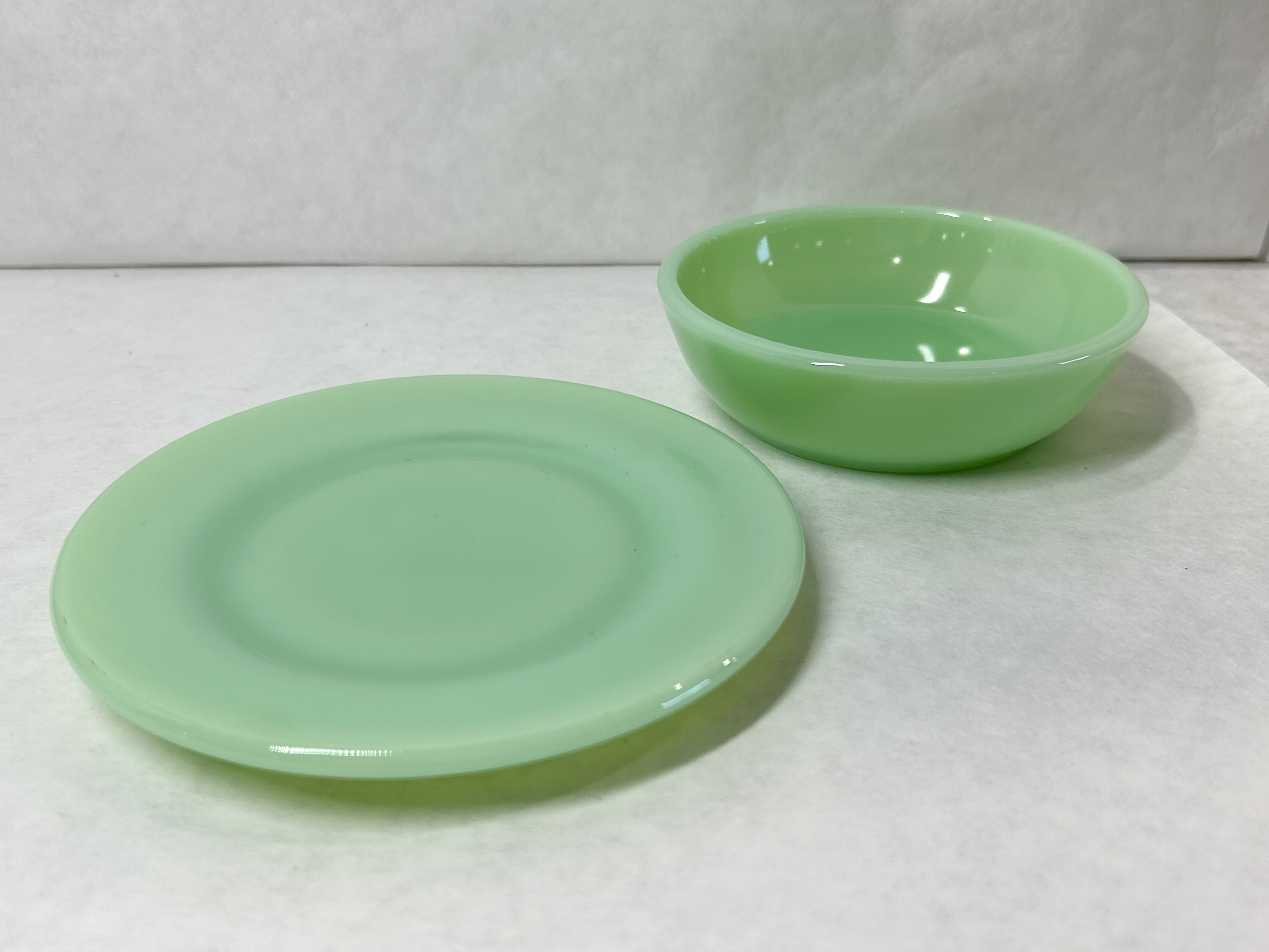 MOSSER JADEITE GLASS BOWL AND SAUCER