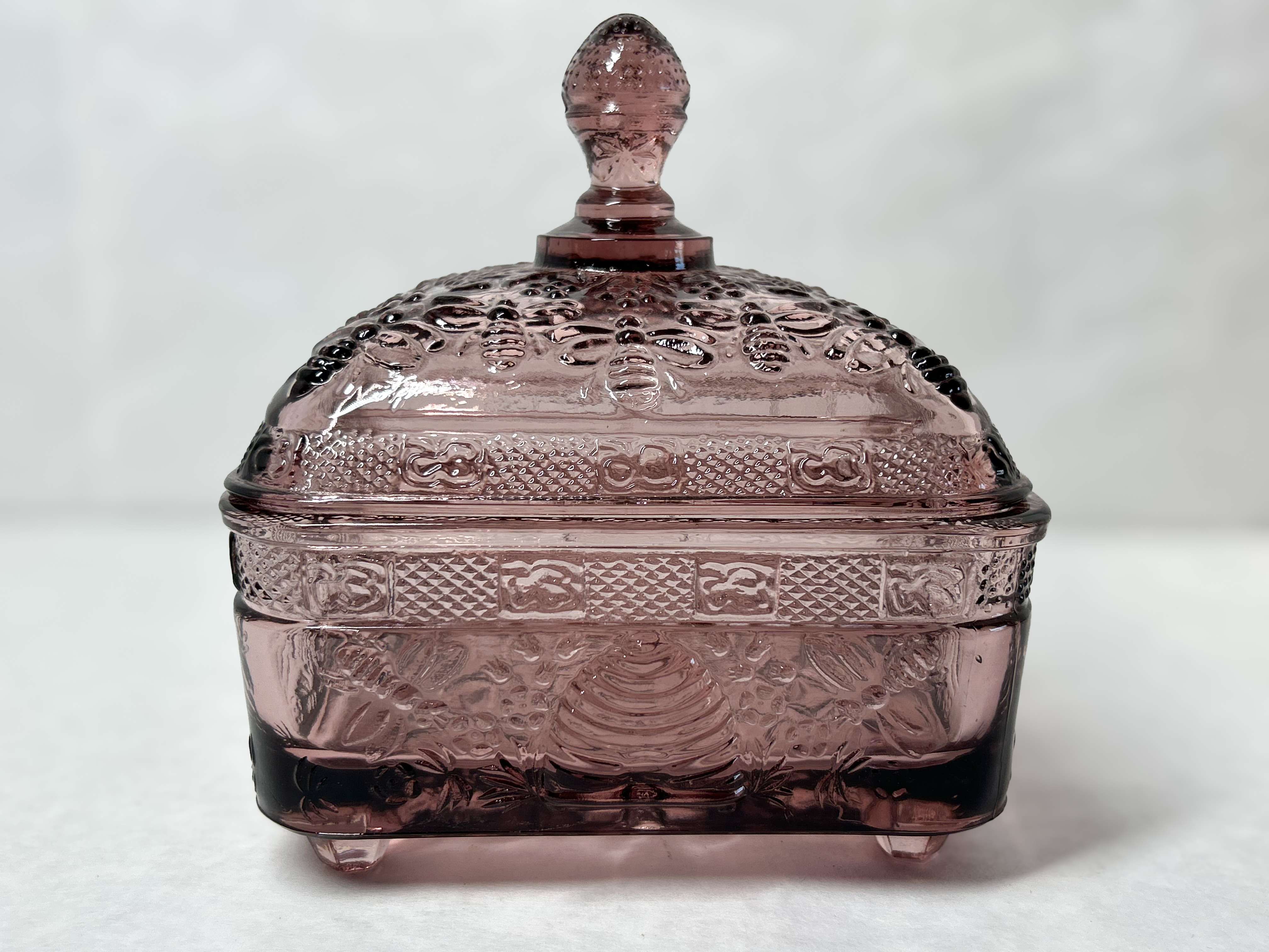 IMPERIAL AMETHYST GLASS BEE BOX