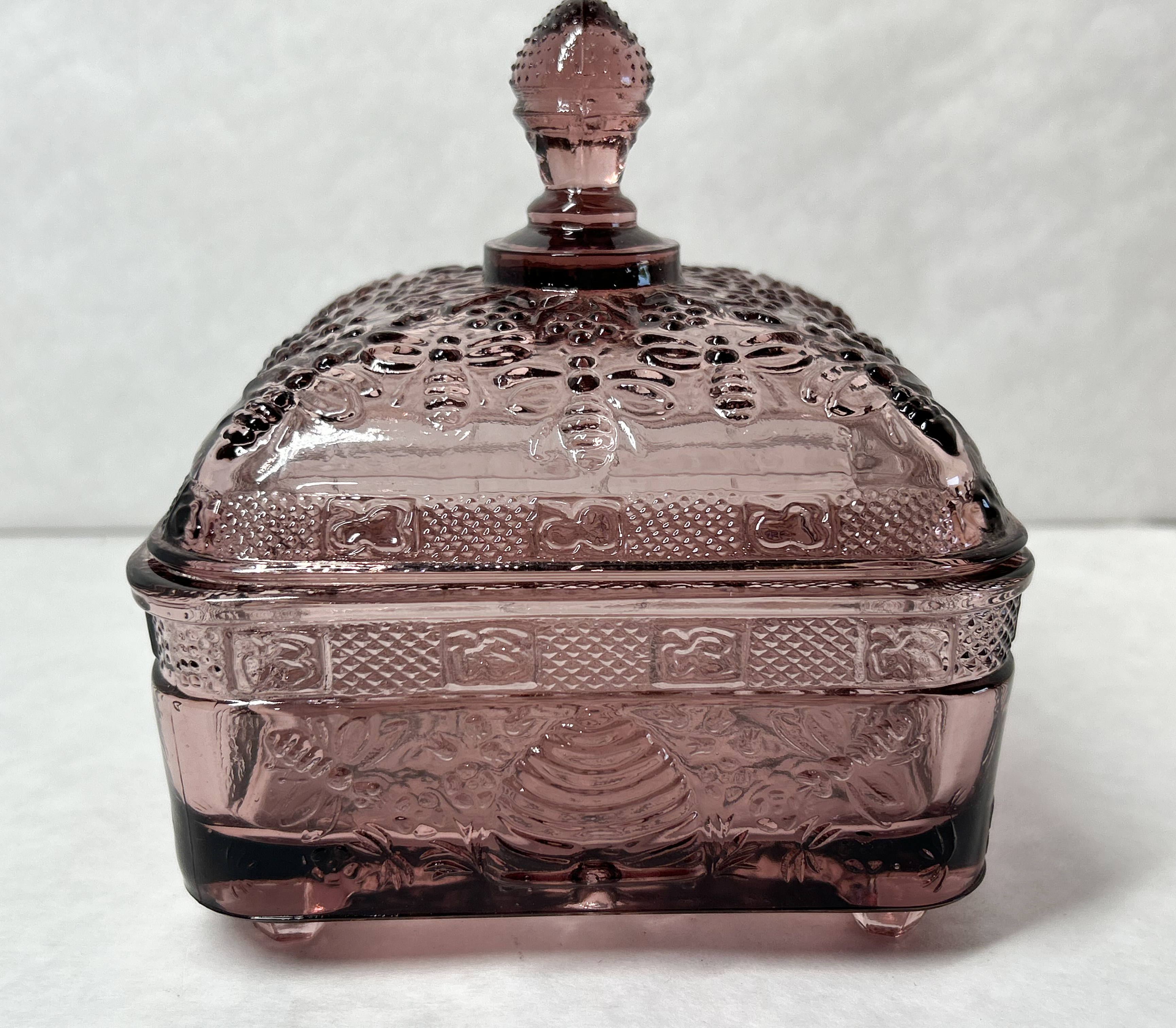 IMPERIAL AMETHYST GLASS BEE BOX