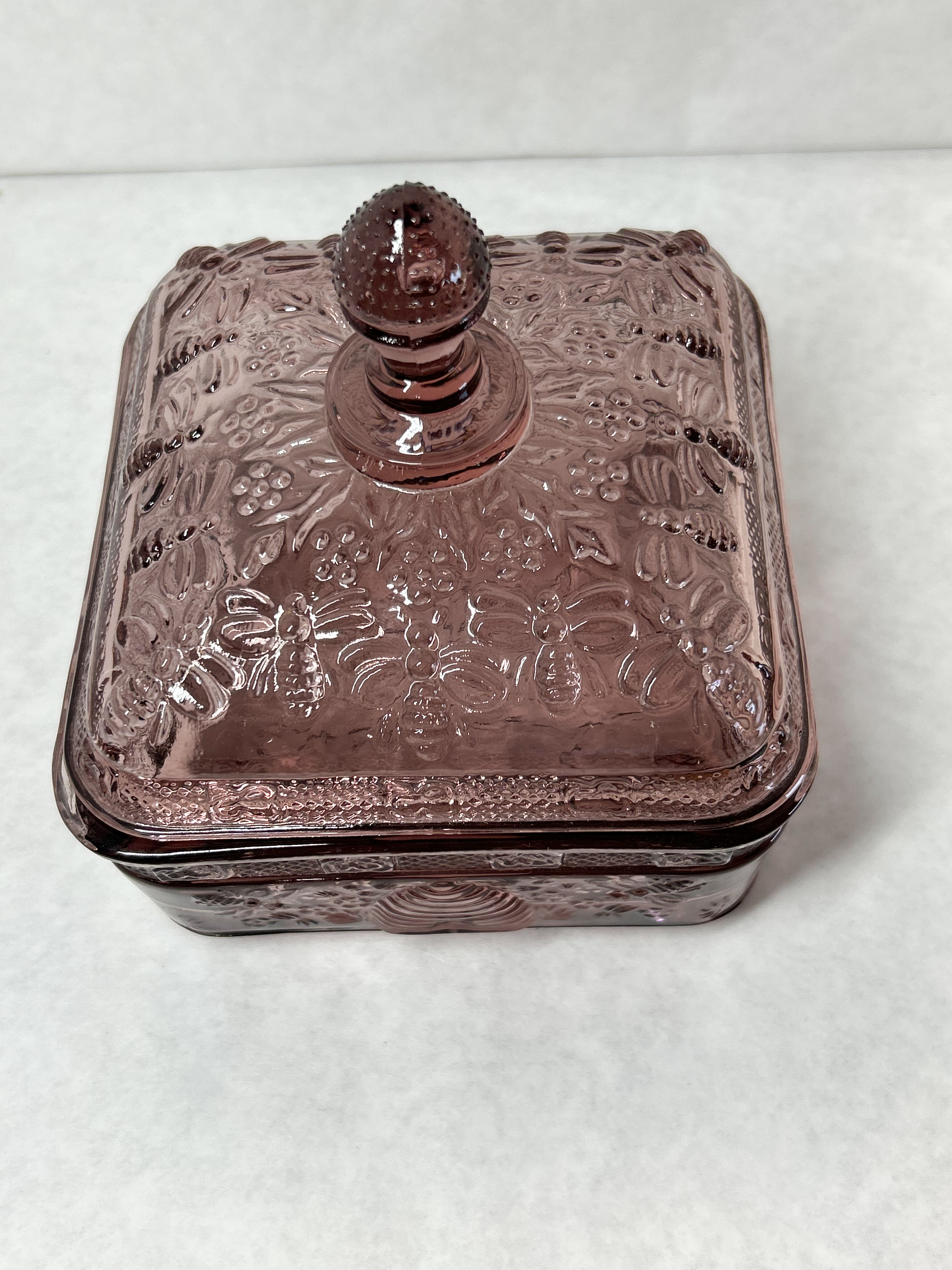 IMPERIAL AMETHYST GLASS BEE BOX