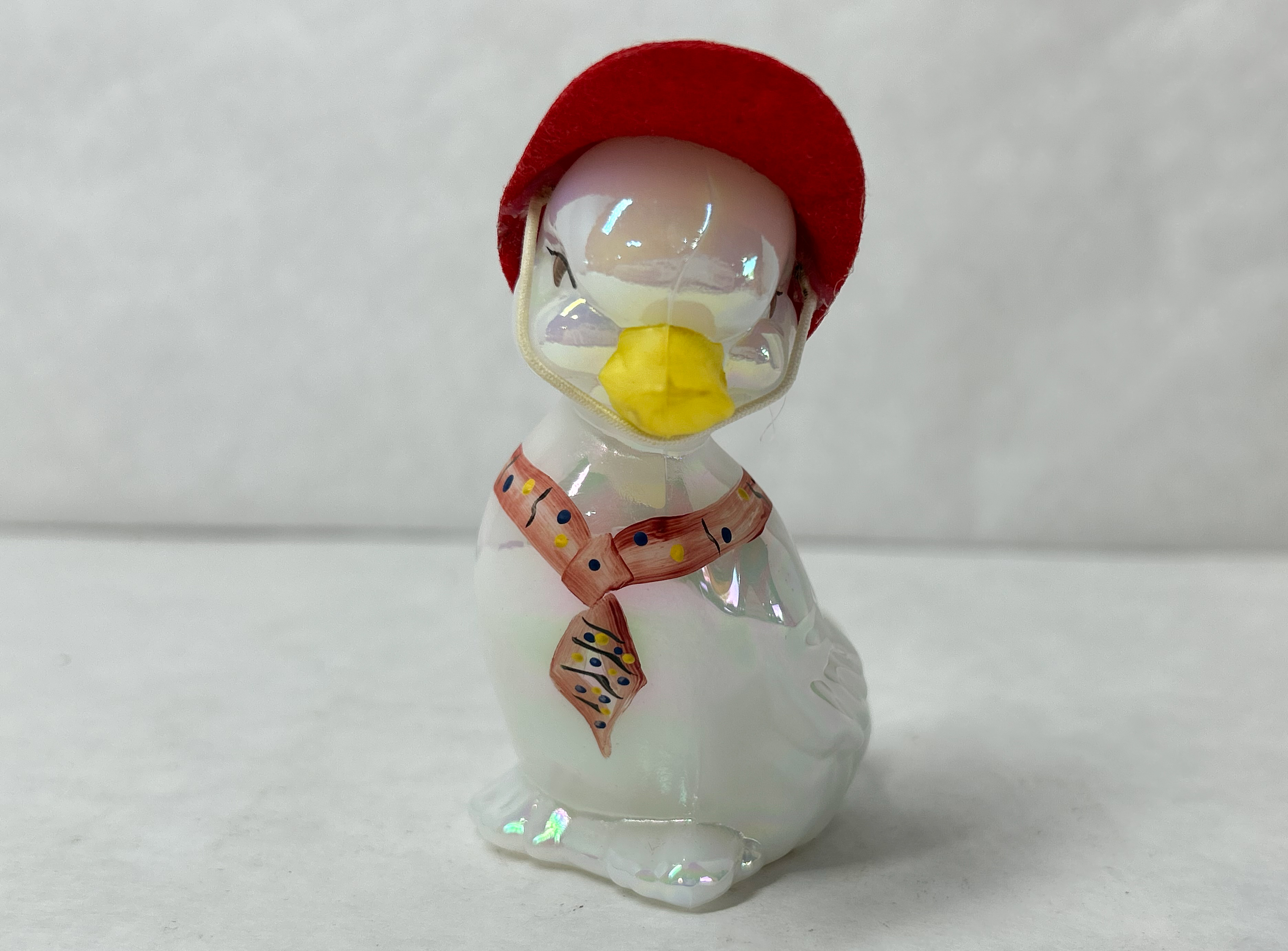 FENTON IRIDIZED OPAL GLASS DUCK 2006