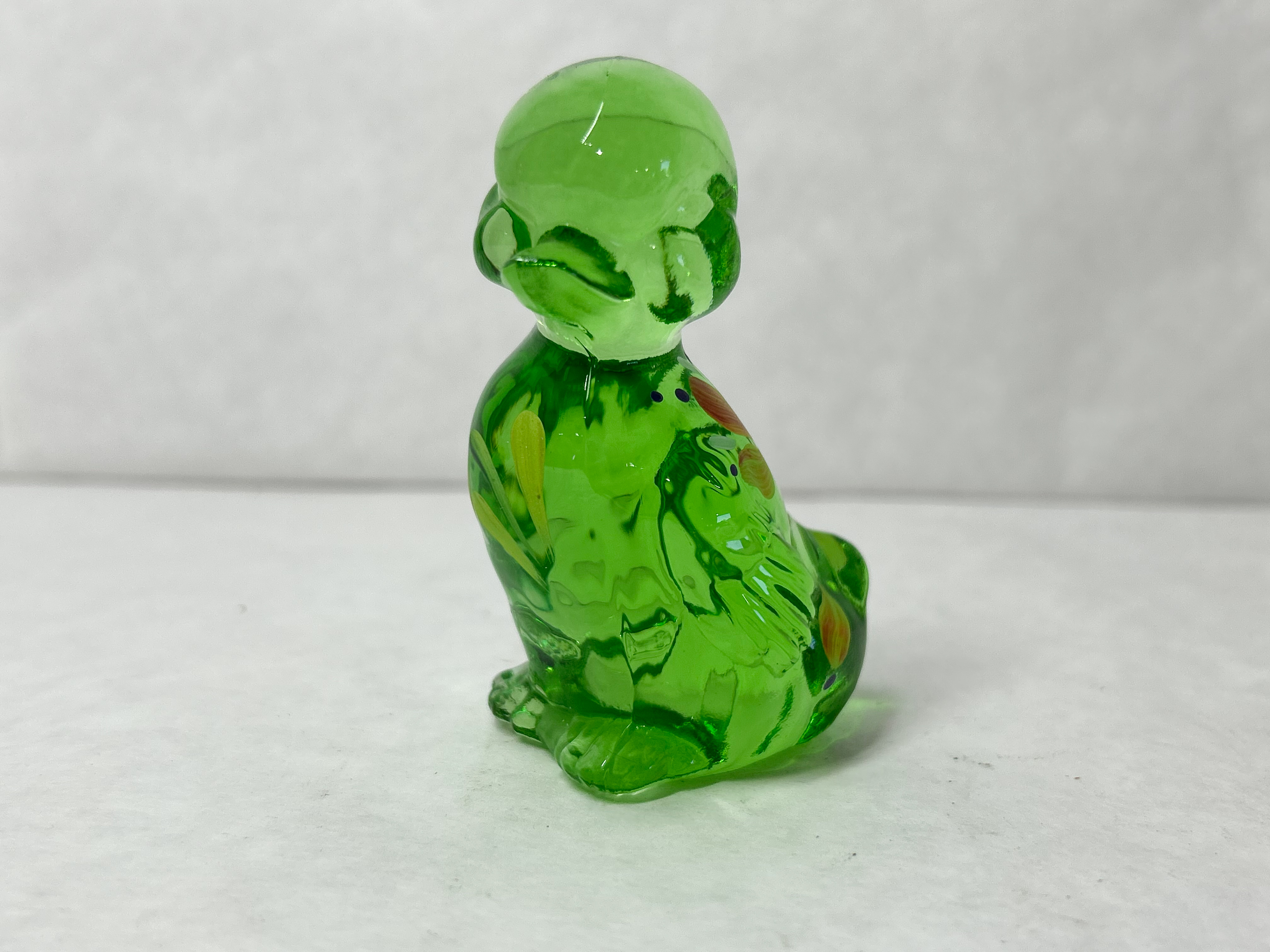 FENTON GREEN GLASS DUCKLING FIGURINE