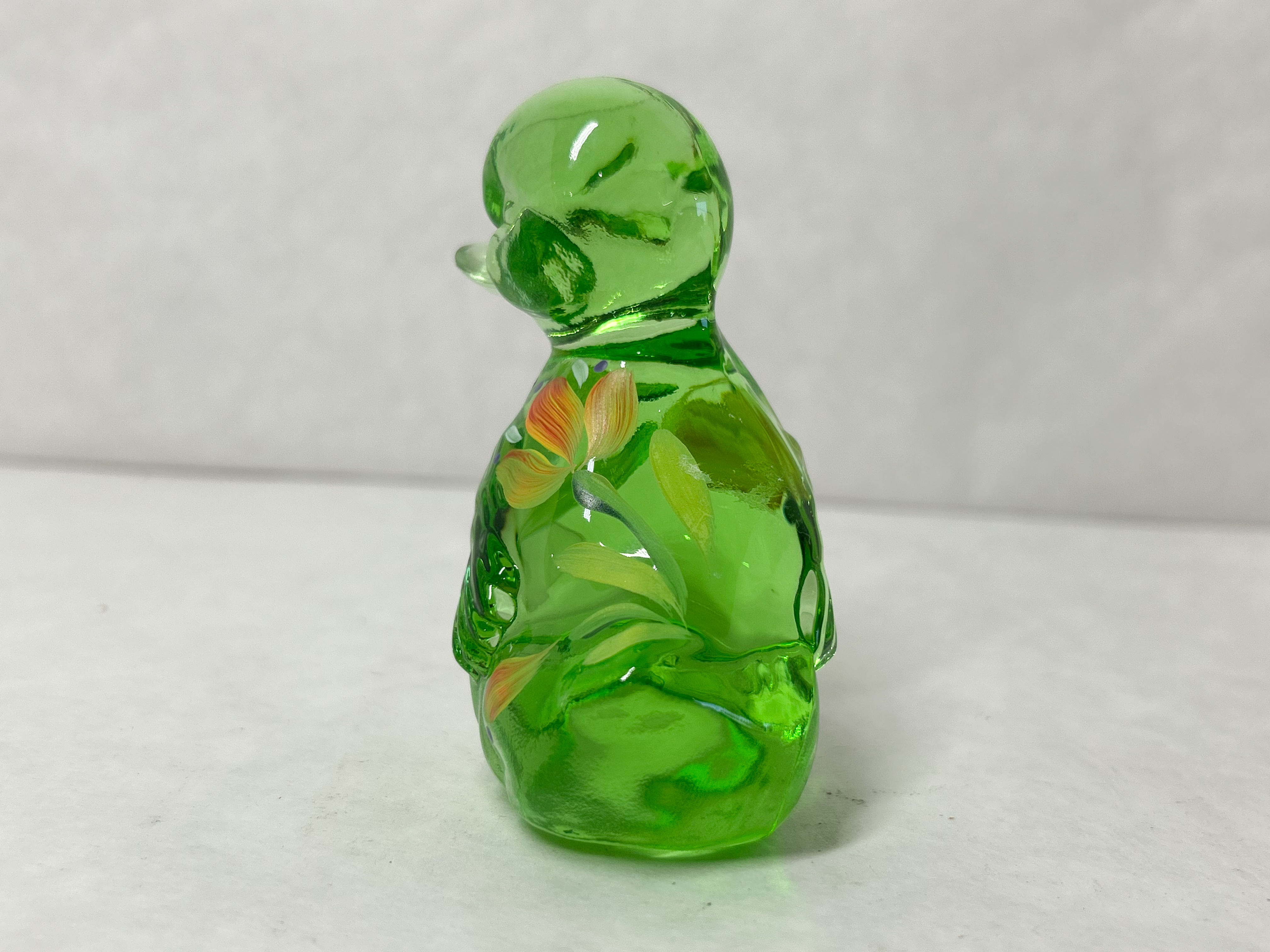 FENTON GREEN GLASS DUCKLING FIGURINE