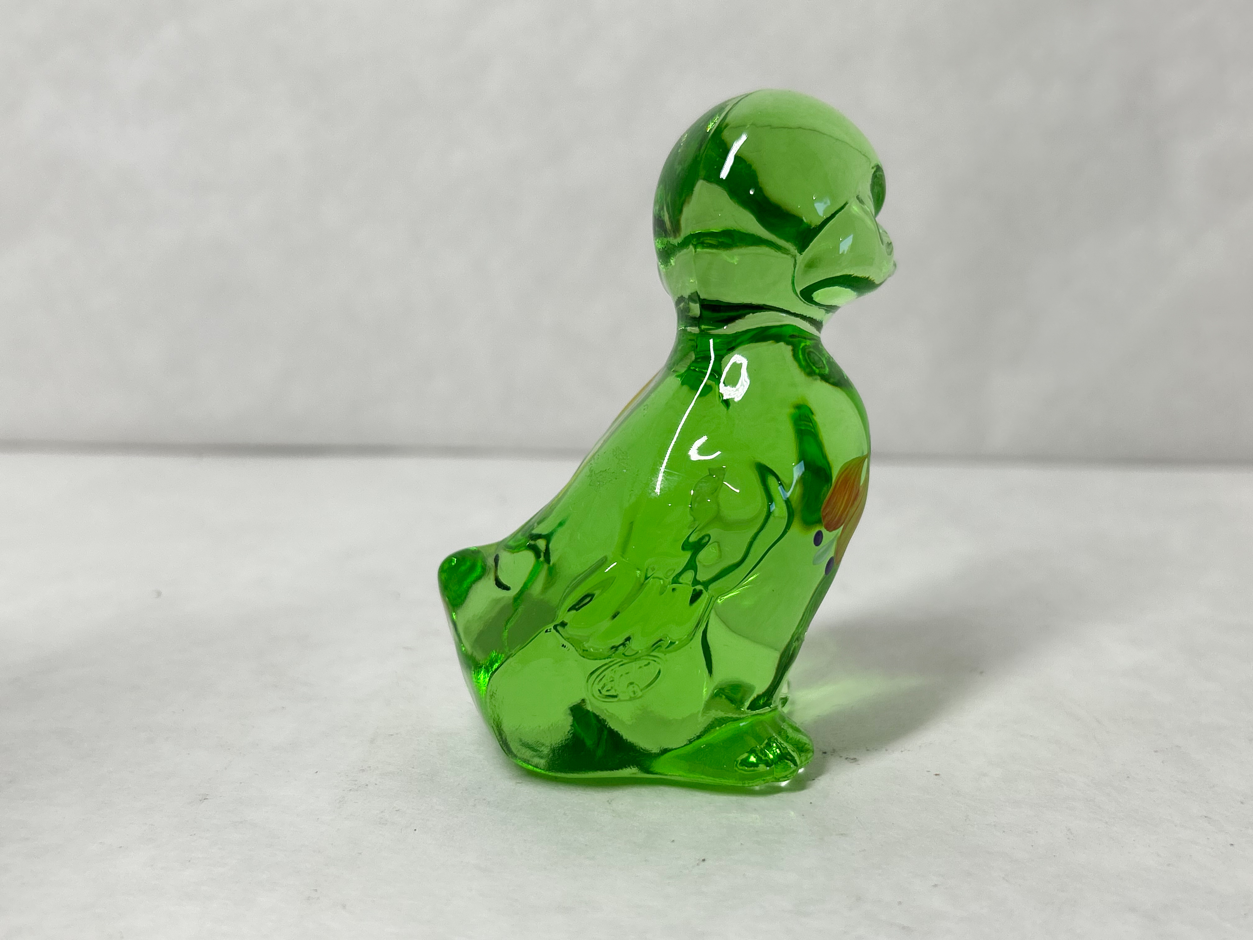 FENTON GREEN GLASS DUCKLING FIGURINE