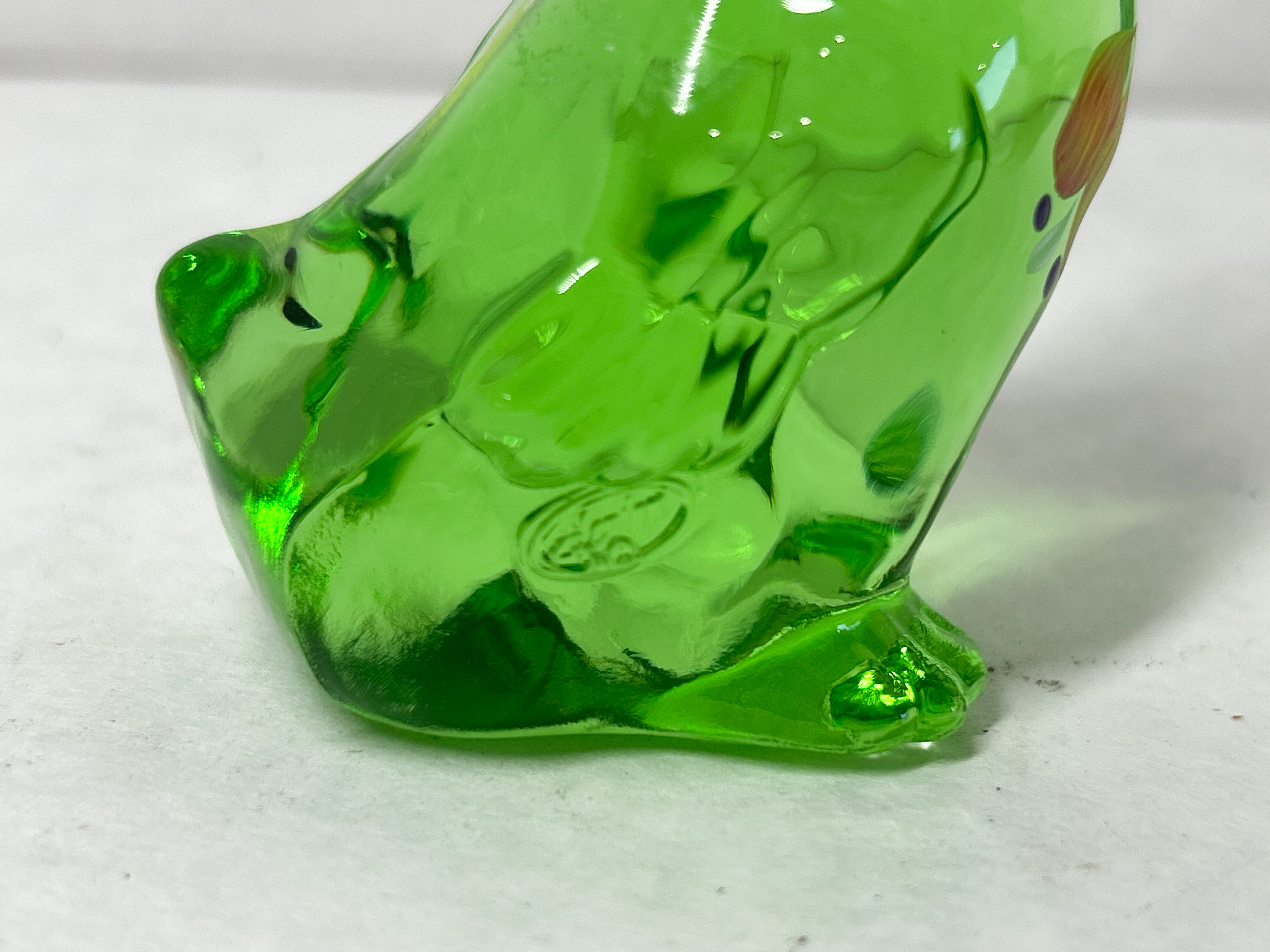 FENTON GREEN GLASS DUCKLING FIGURINE