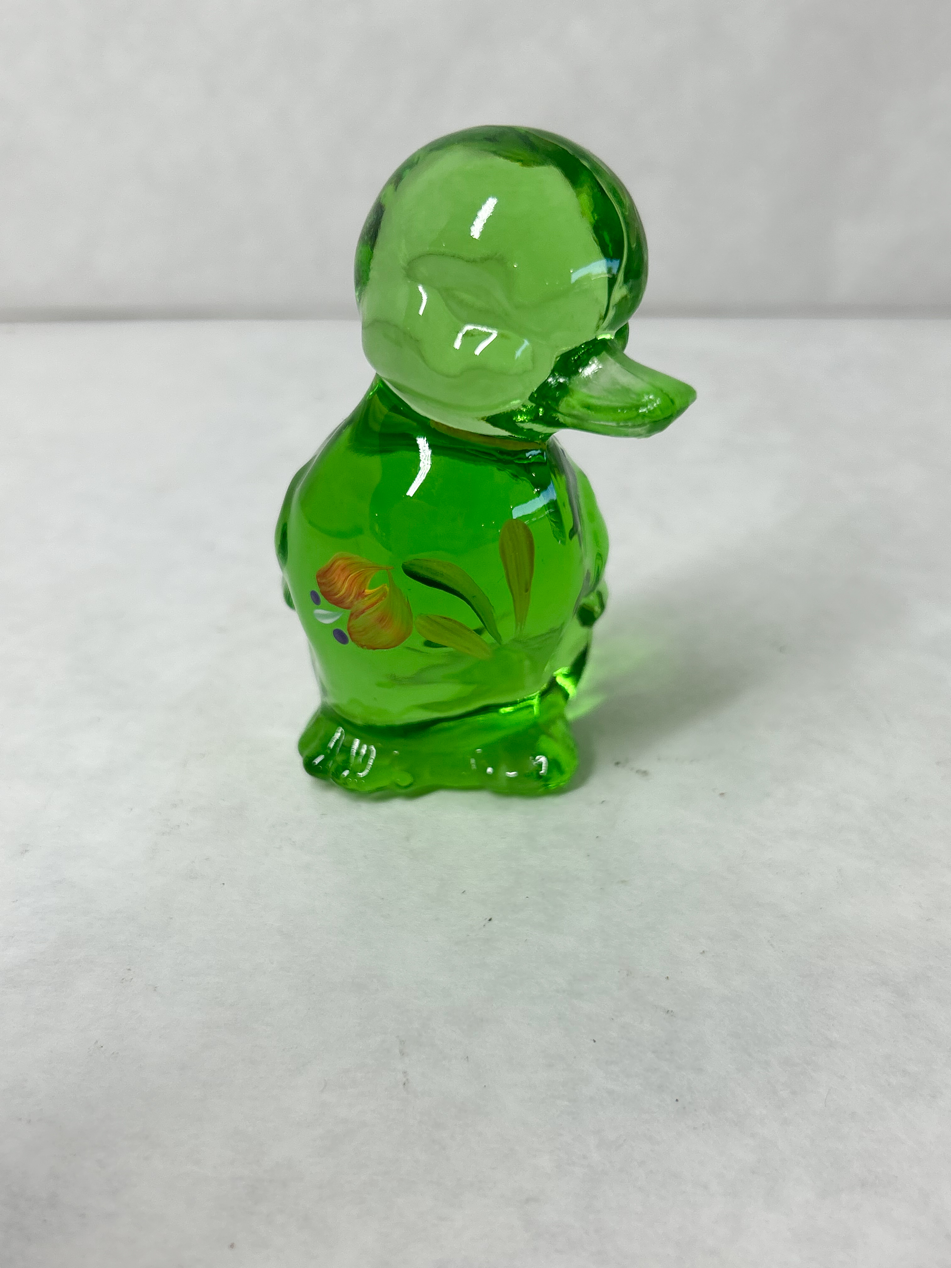 FENTON GREEN GLASS DUCKLING FIGURINE