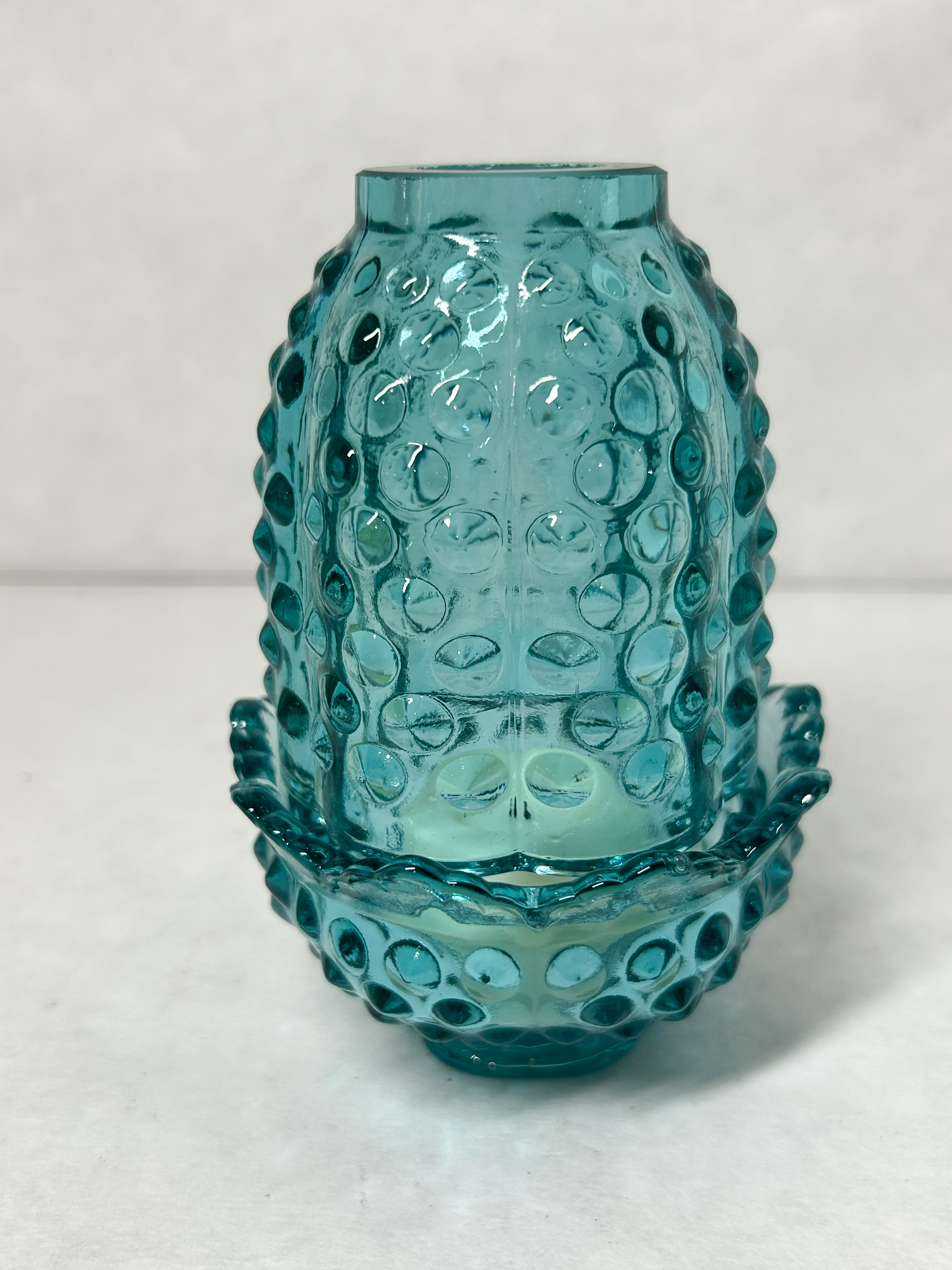 AQUAMARINE HOBNAIL URANIUM FAIRY LAMP