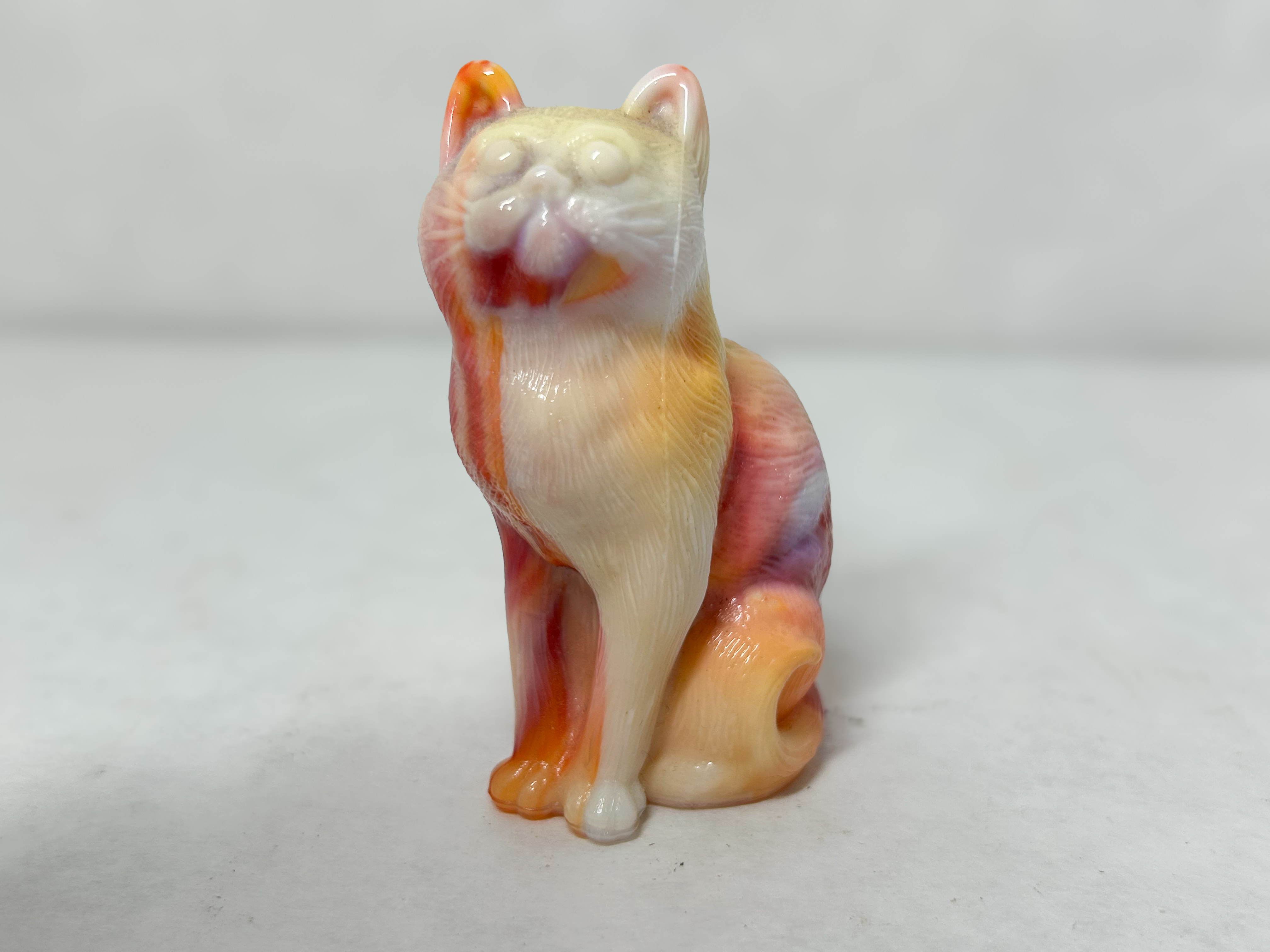 MARBLED SLAG GLASS MOSSER SITTING CAT