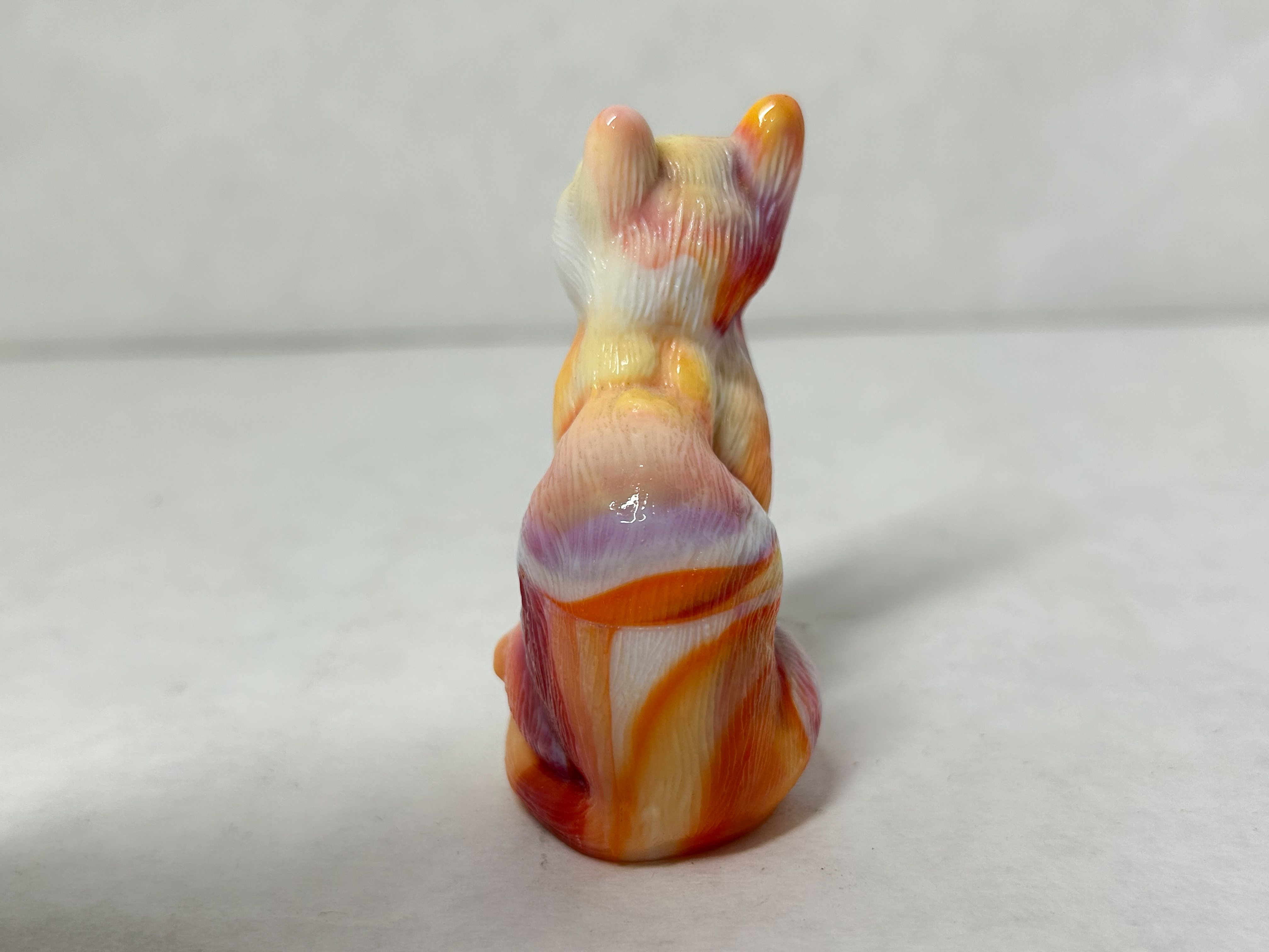 MARBLED SLAG GLASS MOSSER SITTING CAT