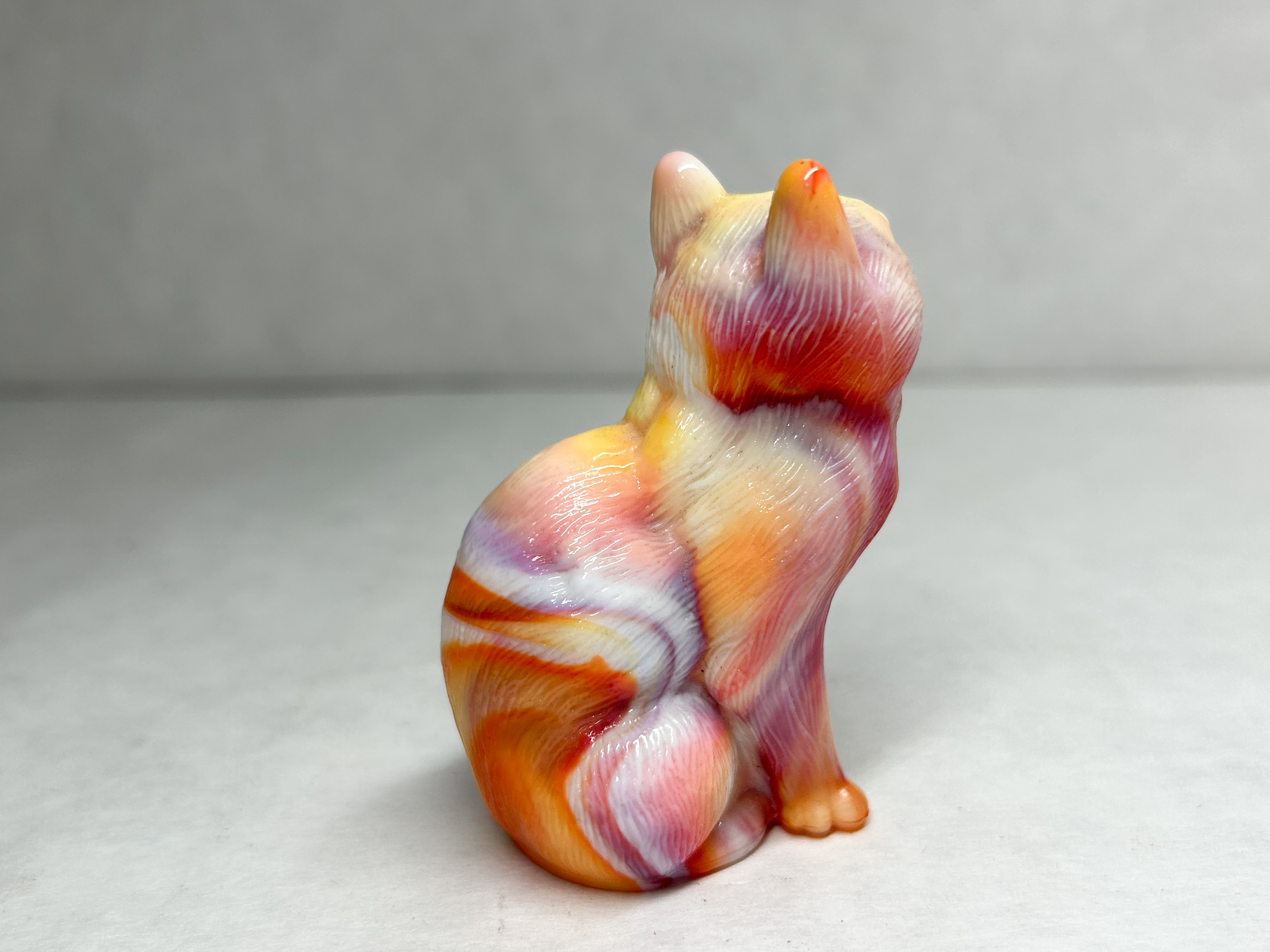 MARBLED SLAG GLASS MOSSER SITTING CAT