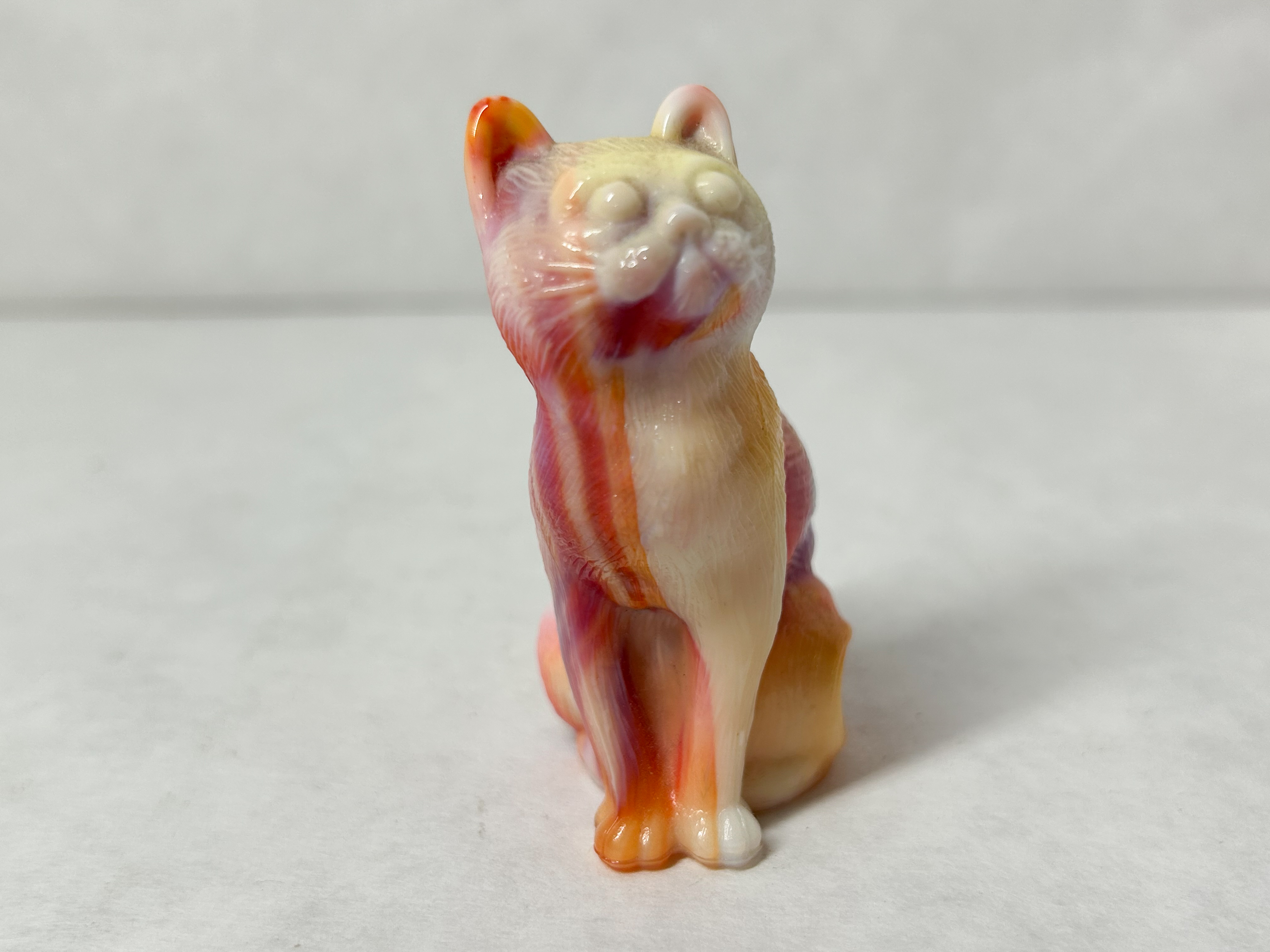 MARBLED SLAG GLASS MOSSER SITTING CAT