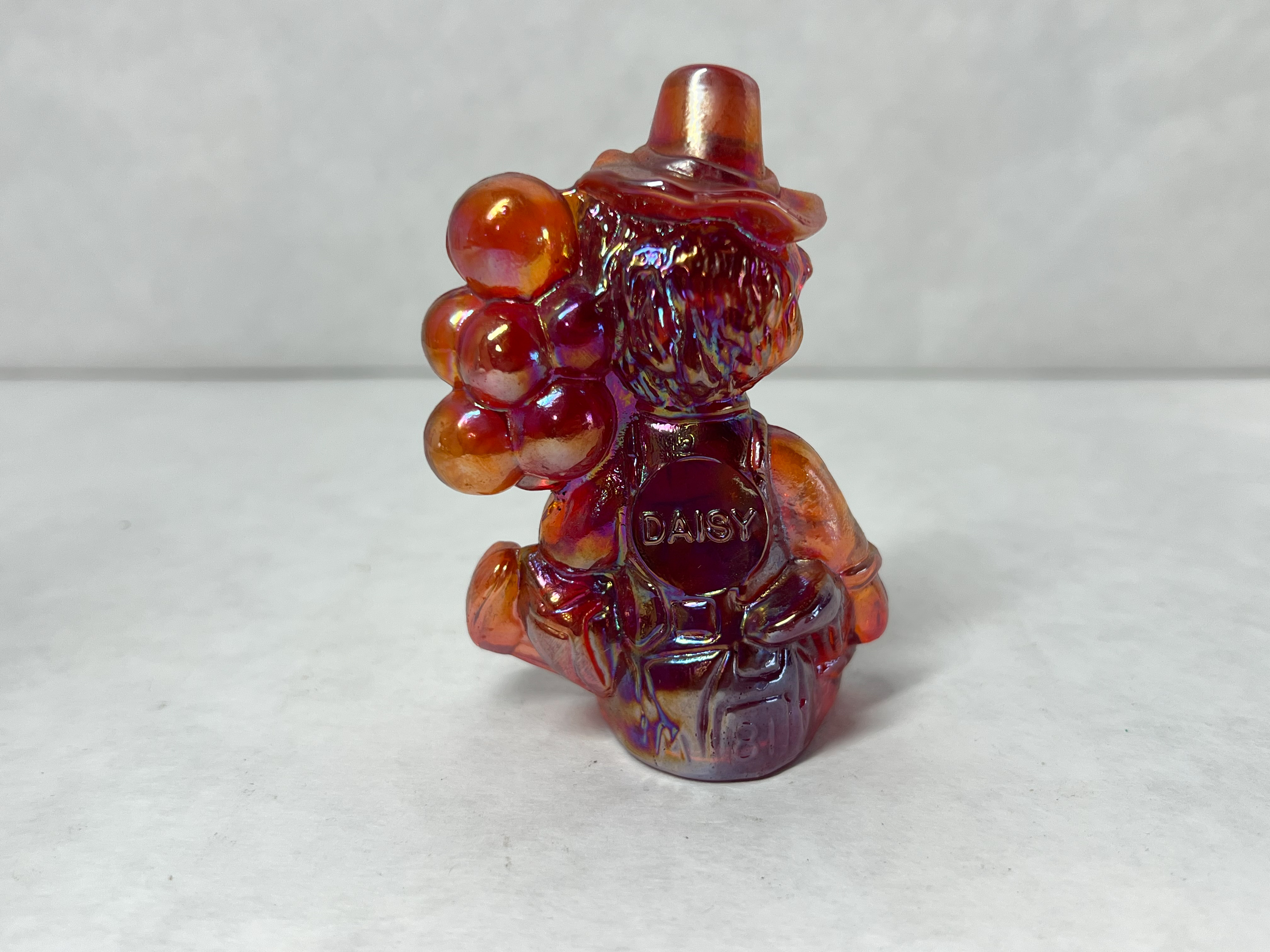 RED CARNIVAL GLASS DAISY CLOWN 1981