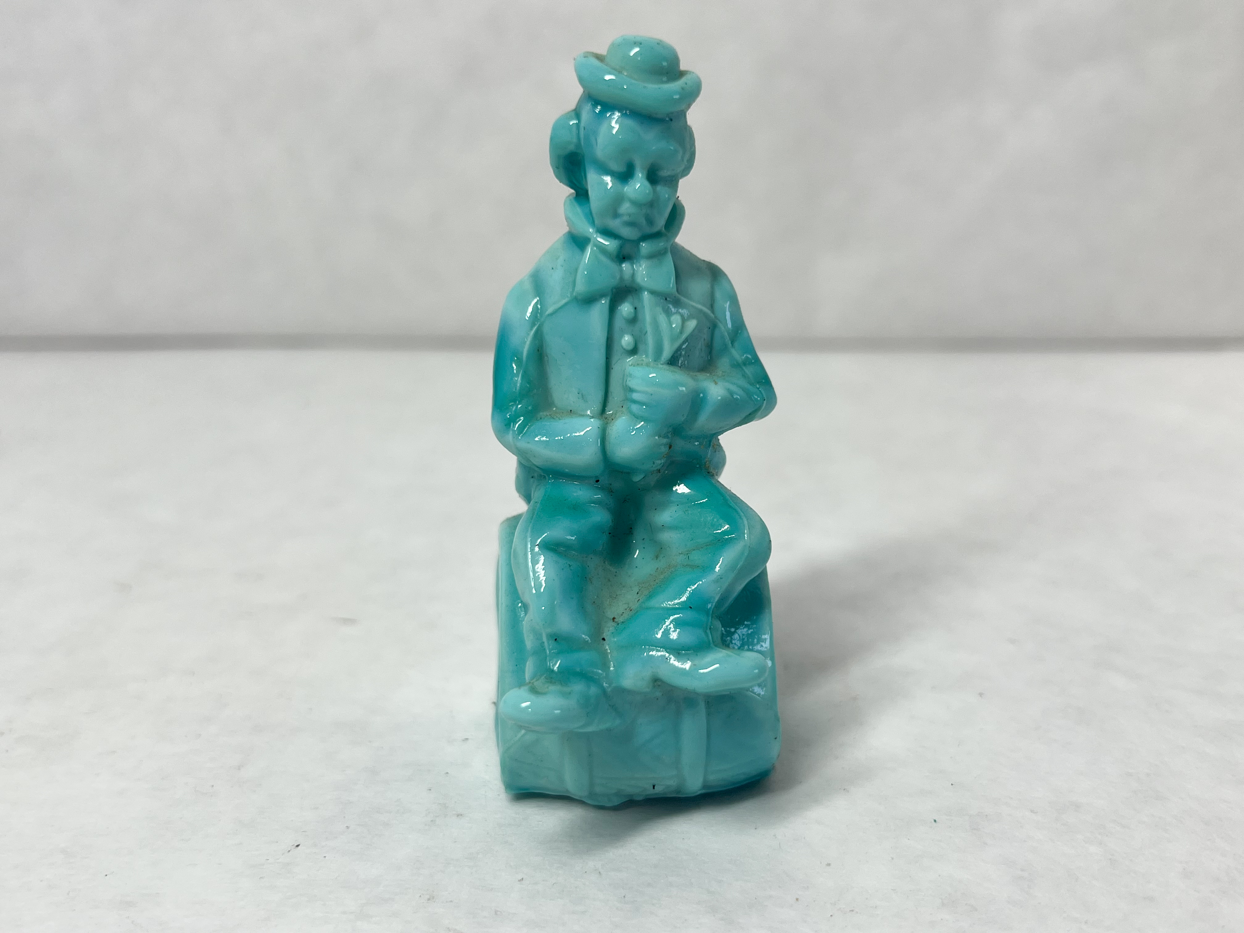 MOSSER BLUE SLAG PERFORMER GLASS CLOWN, 1982