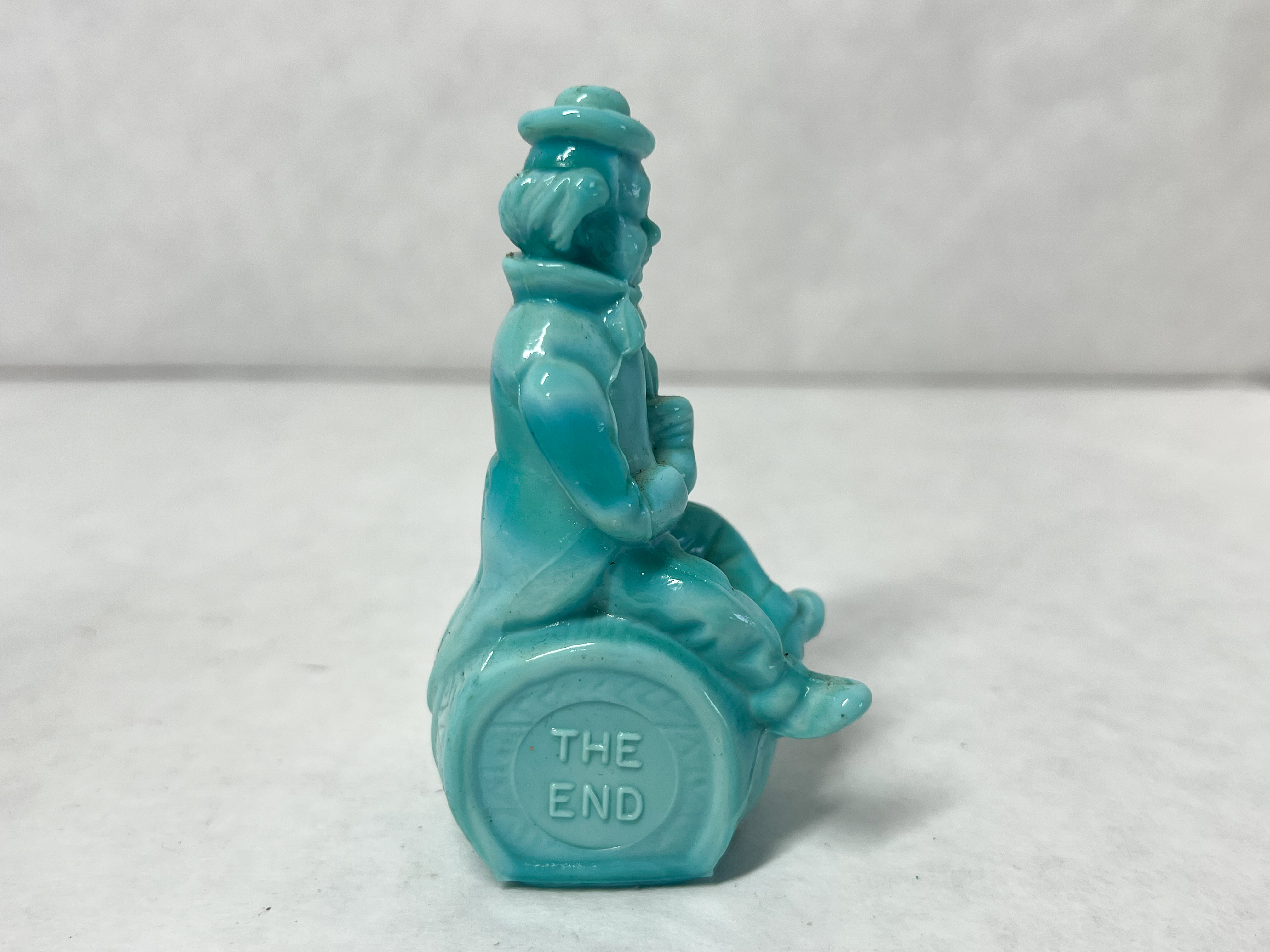 MOSSER BLUE SLAG PERFORMER GLASS CLOWN, 1982