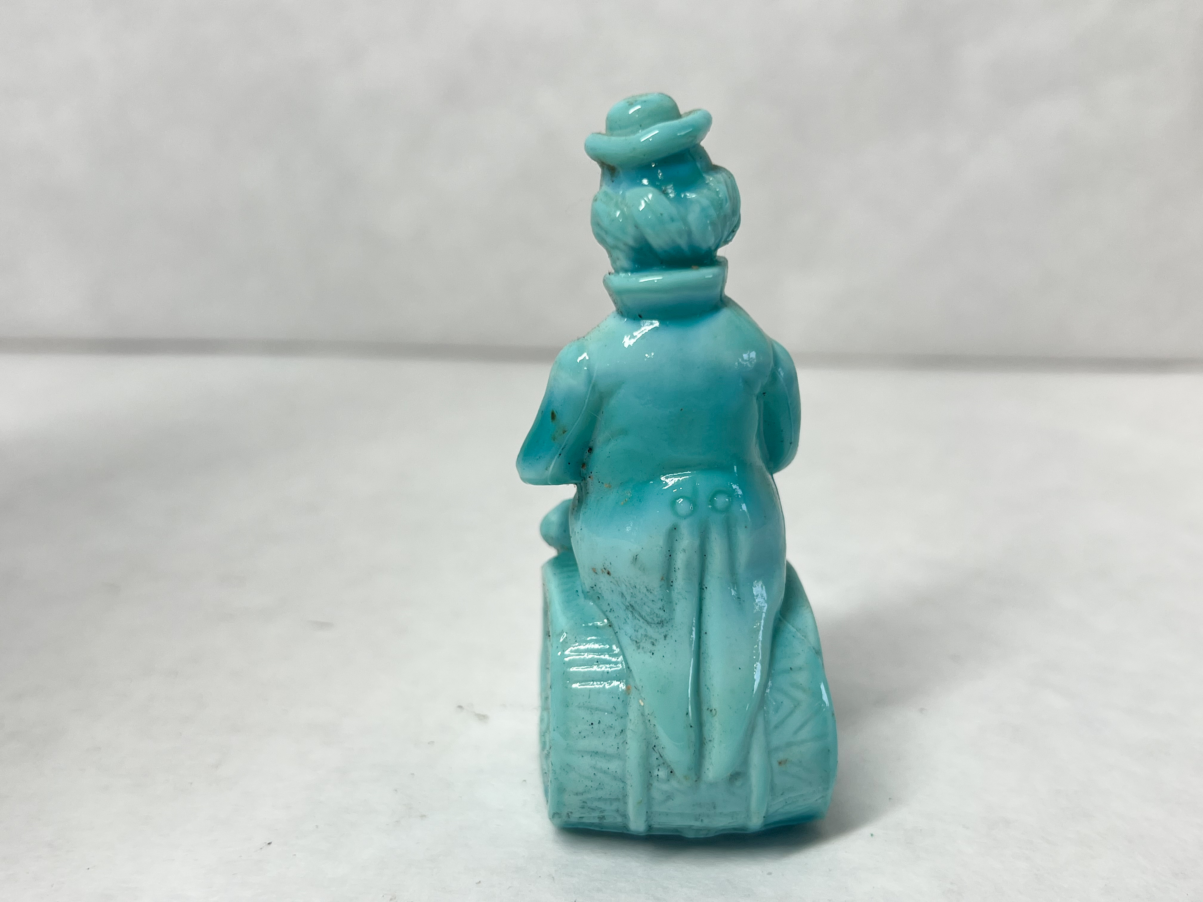 MOSSER BLUE SLAG PERFORMER GLASS CLOWN, 1982