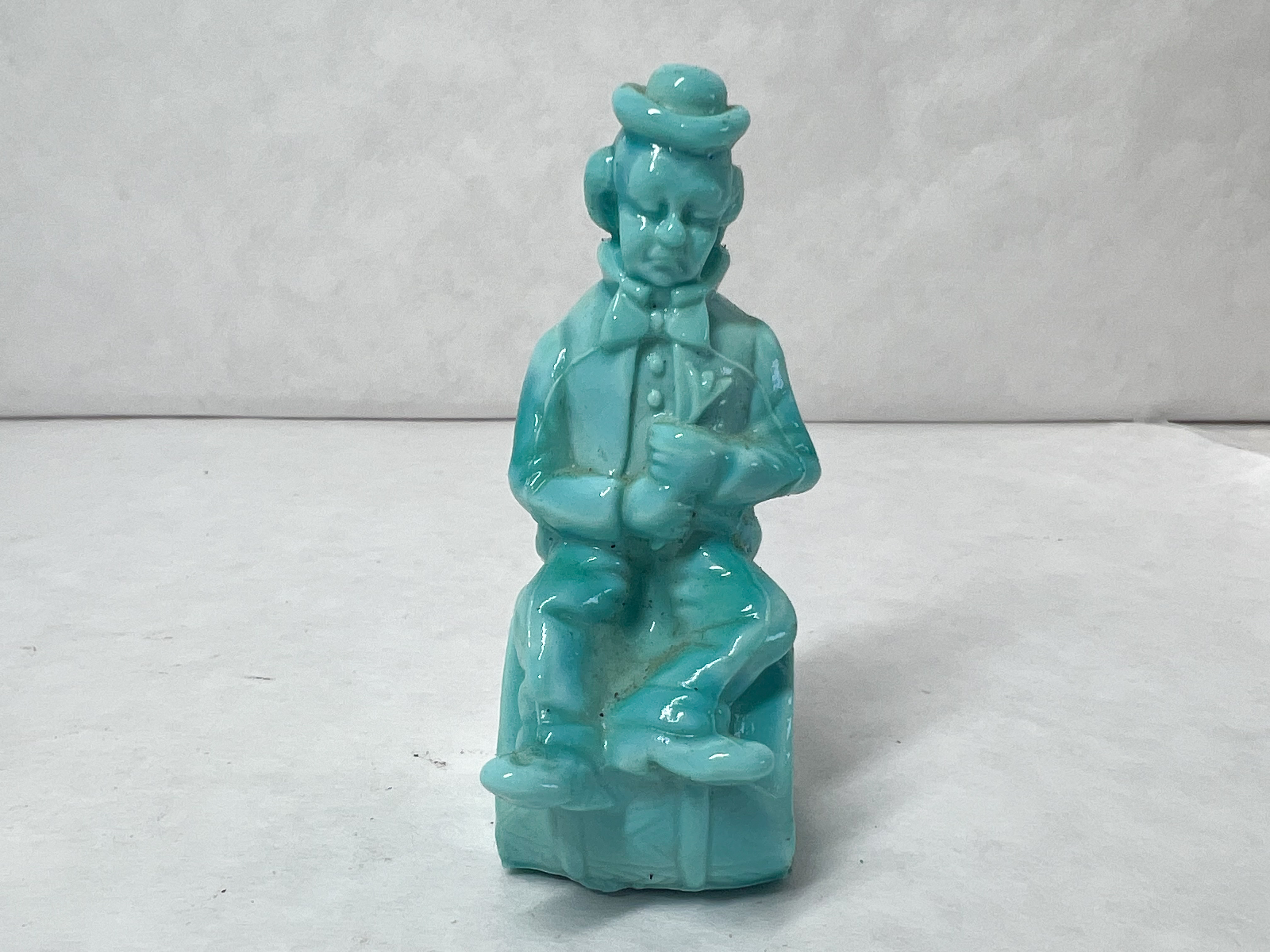 MOSSER BLUE SLAG PERFORMER GLASS CLOWN, 1982