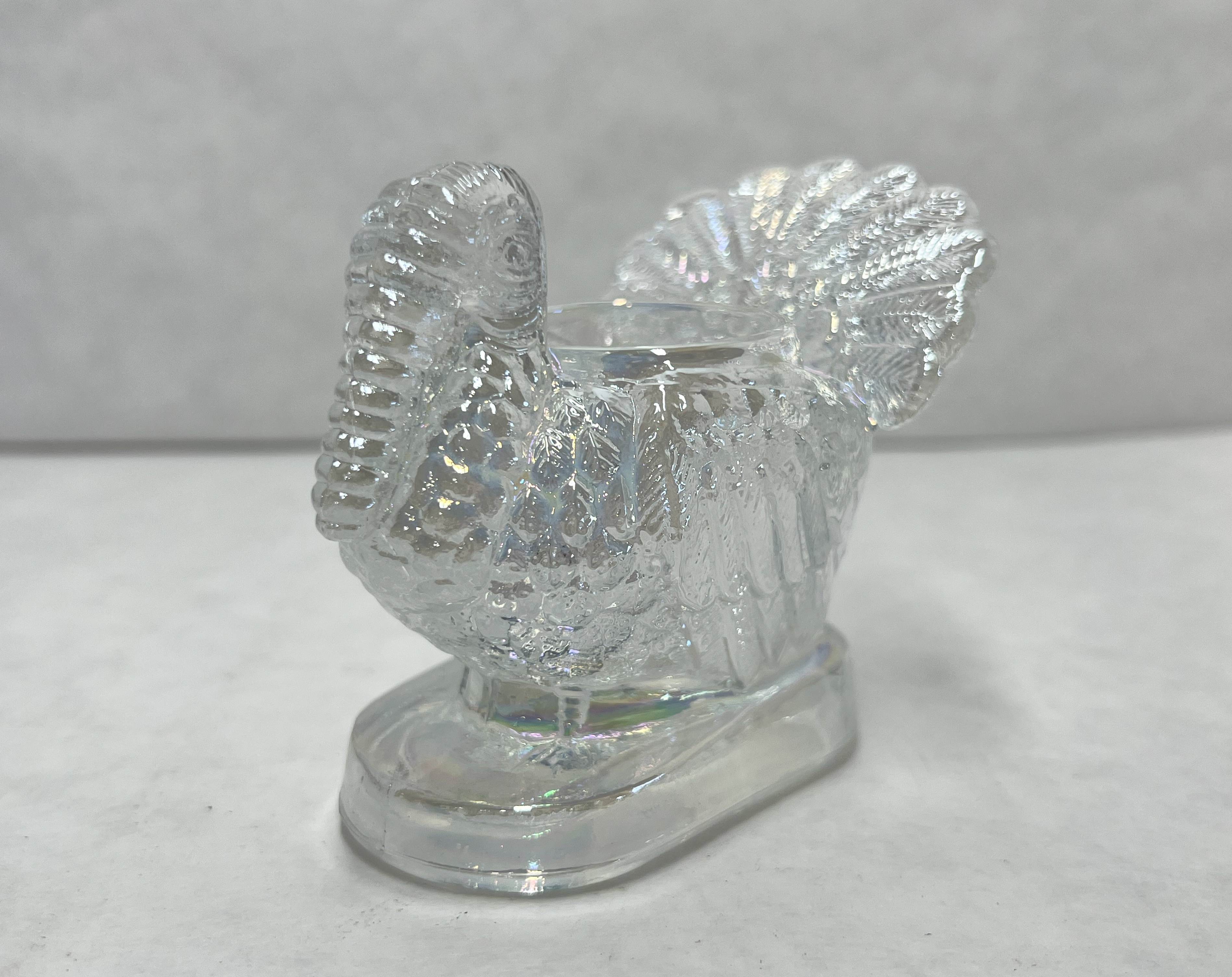 MOSSER IRIDESCENT GLASS TURKEY TOOTHPICK HOLDER
