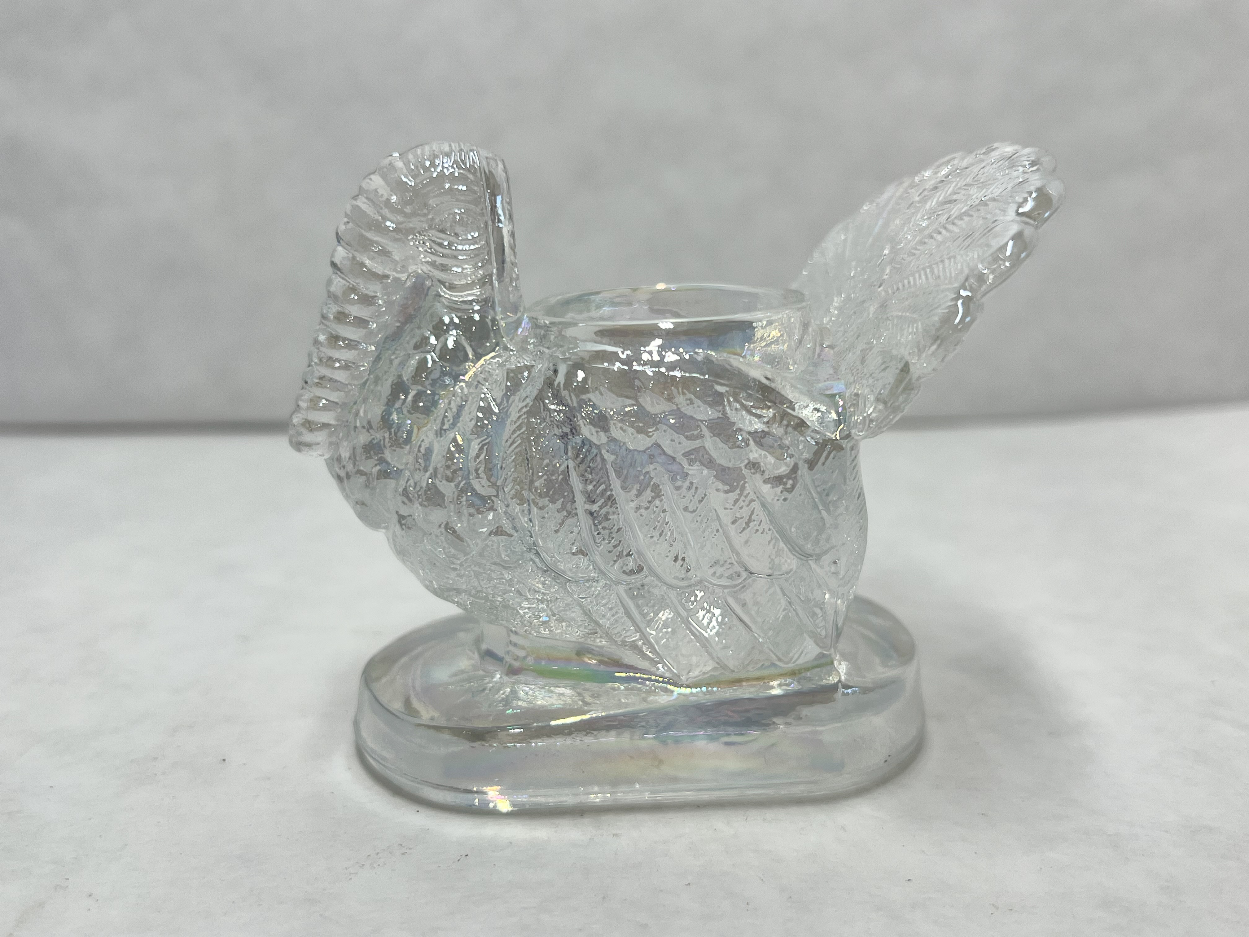 MOSSER IRIDESCENT GLASS TURKEY TOOTHPICK HOLDER