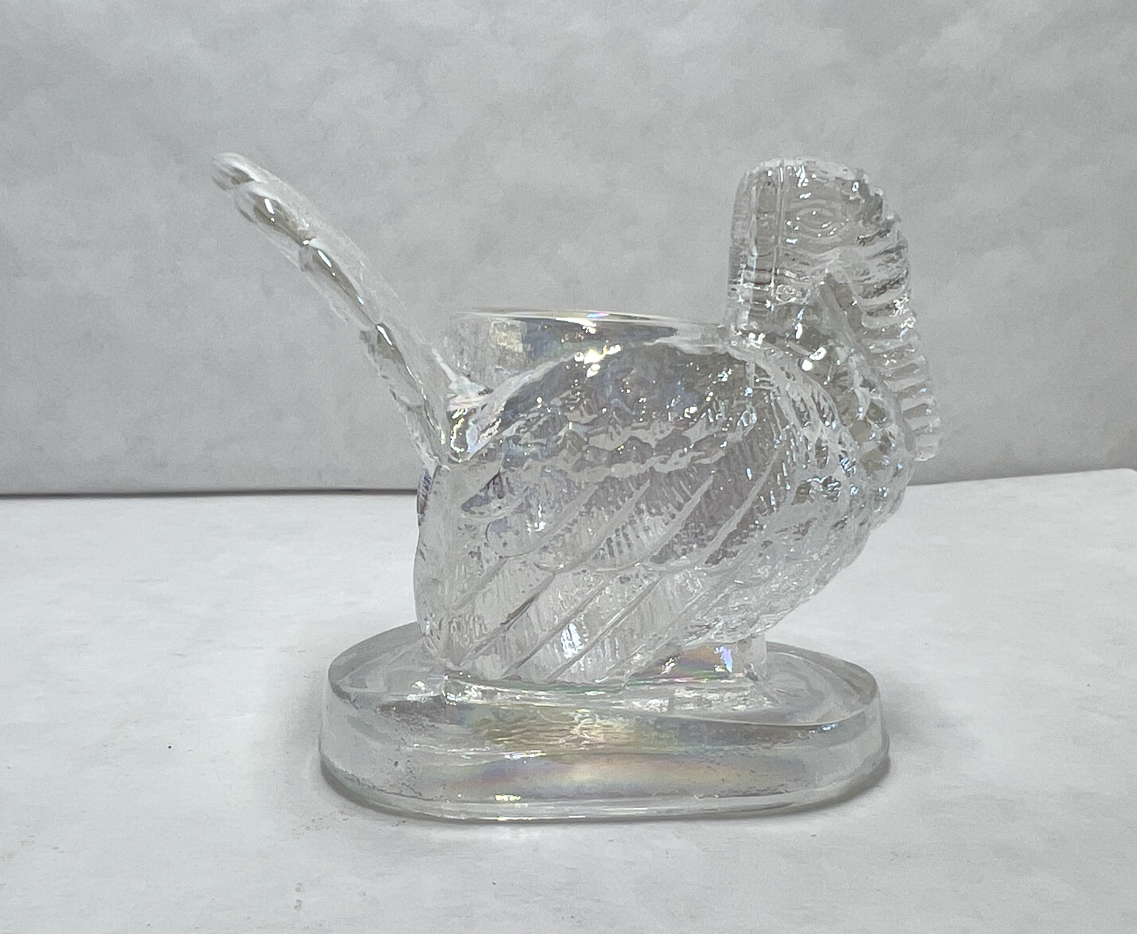 MOSSER IRIDESCENT GLASS TURKEY TOOTHPICK HOLDER