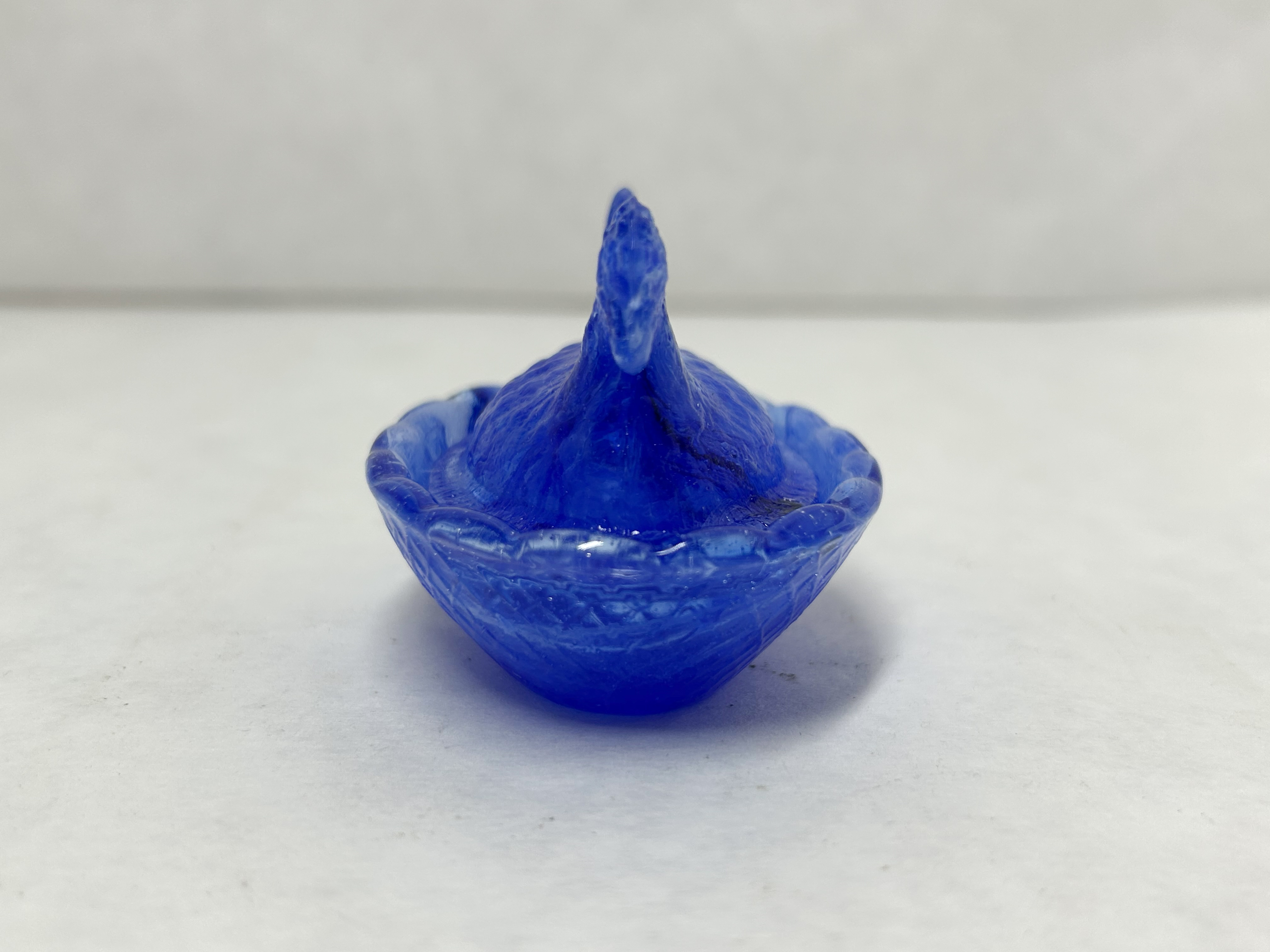 COBALT BLUE SLAG GLASS HEN ON NEST