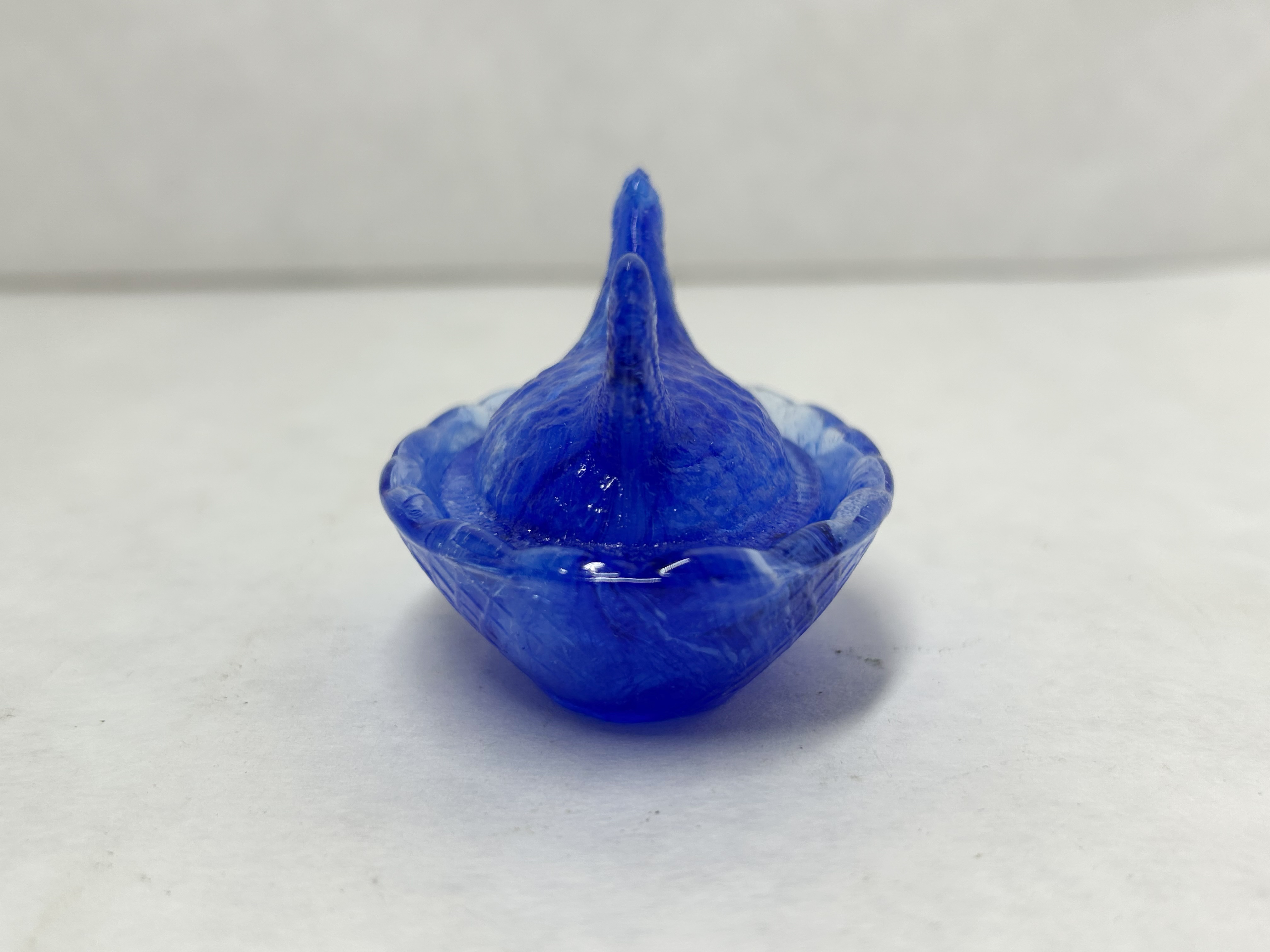 COBALT BLUE SLAG GLASS HEN ON NEST