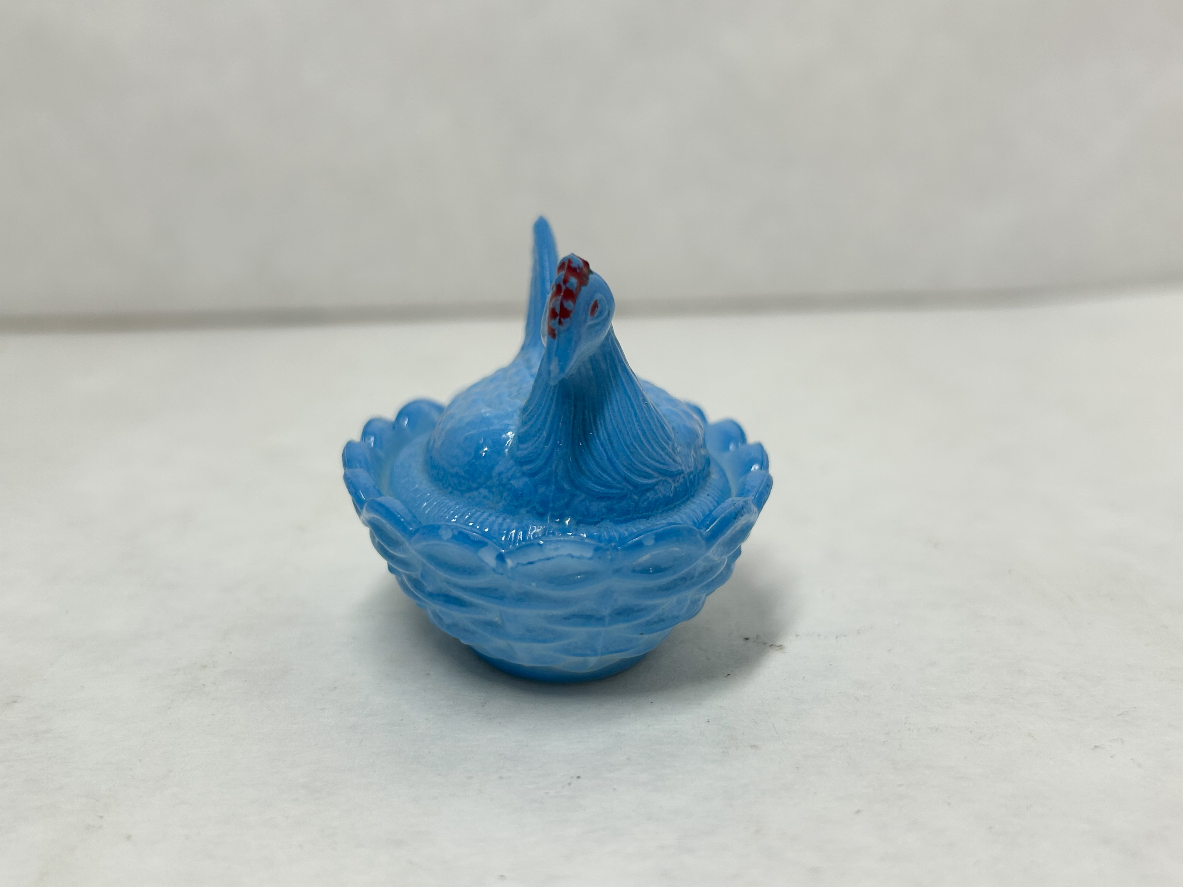 BLUE MILK GLASS HEN ON NEST