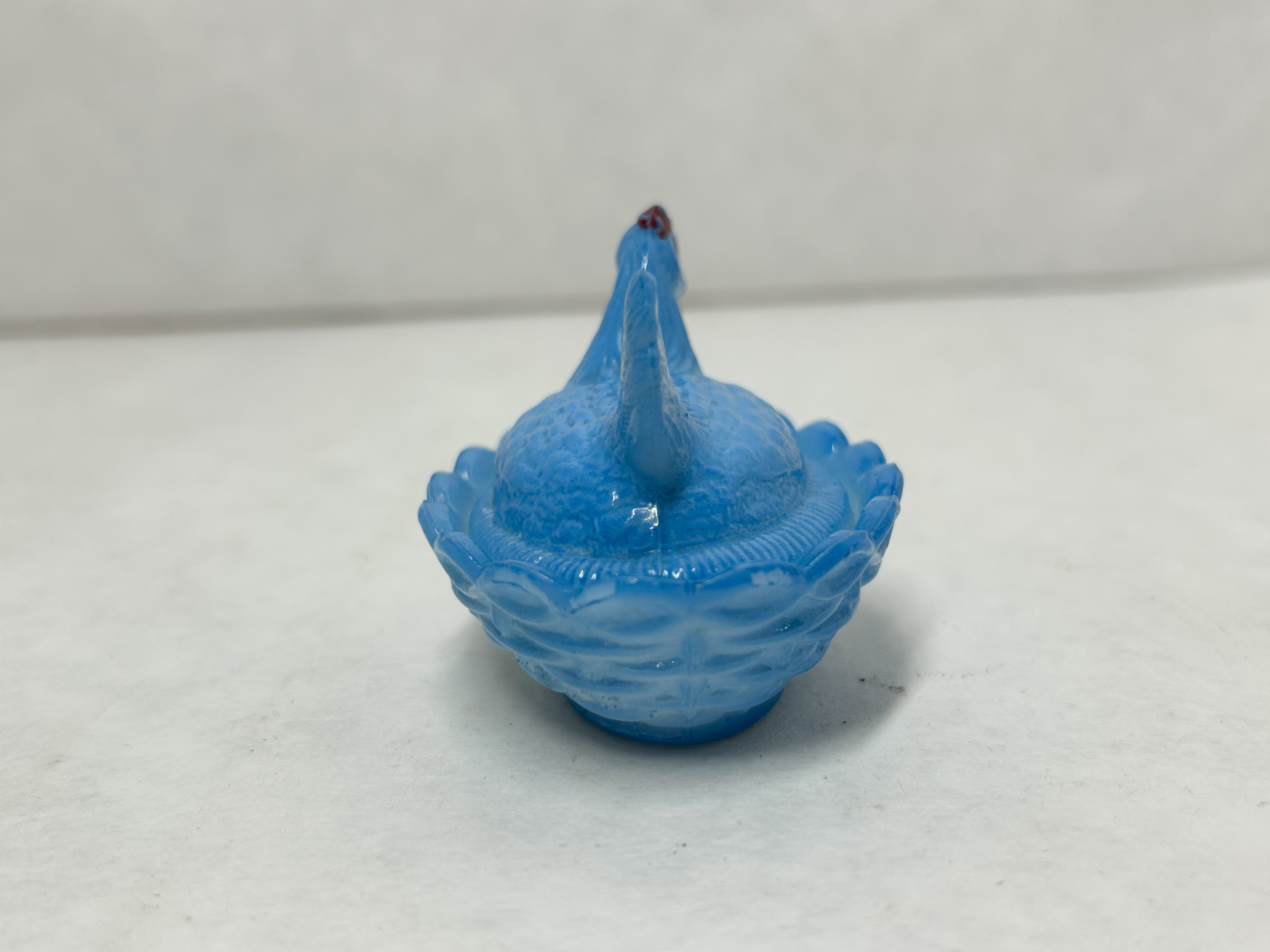 BLUE MILK GLASS HEN ON NEST