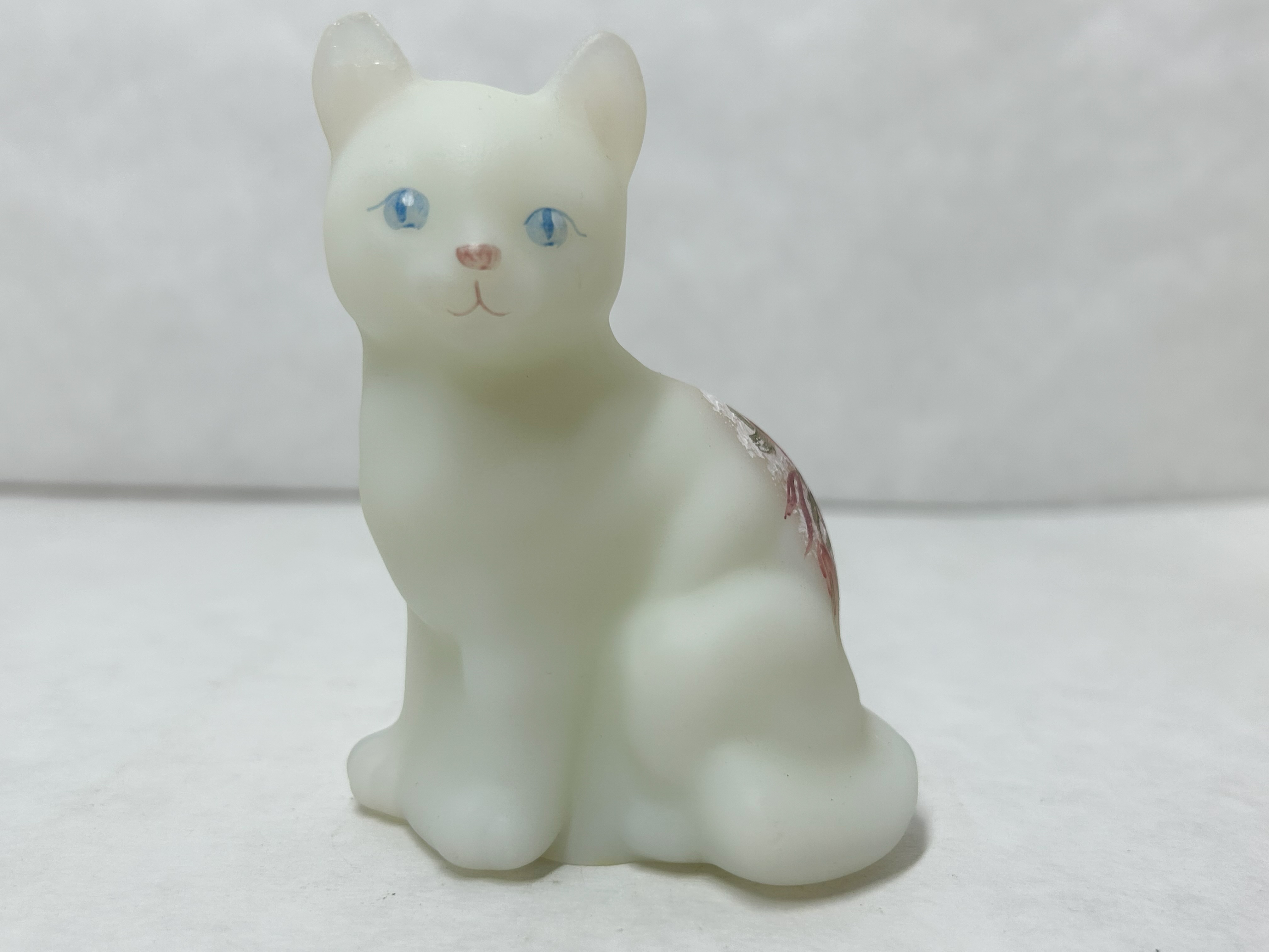 FENTON SATIN GLASS CAT FIGURINE