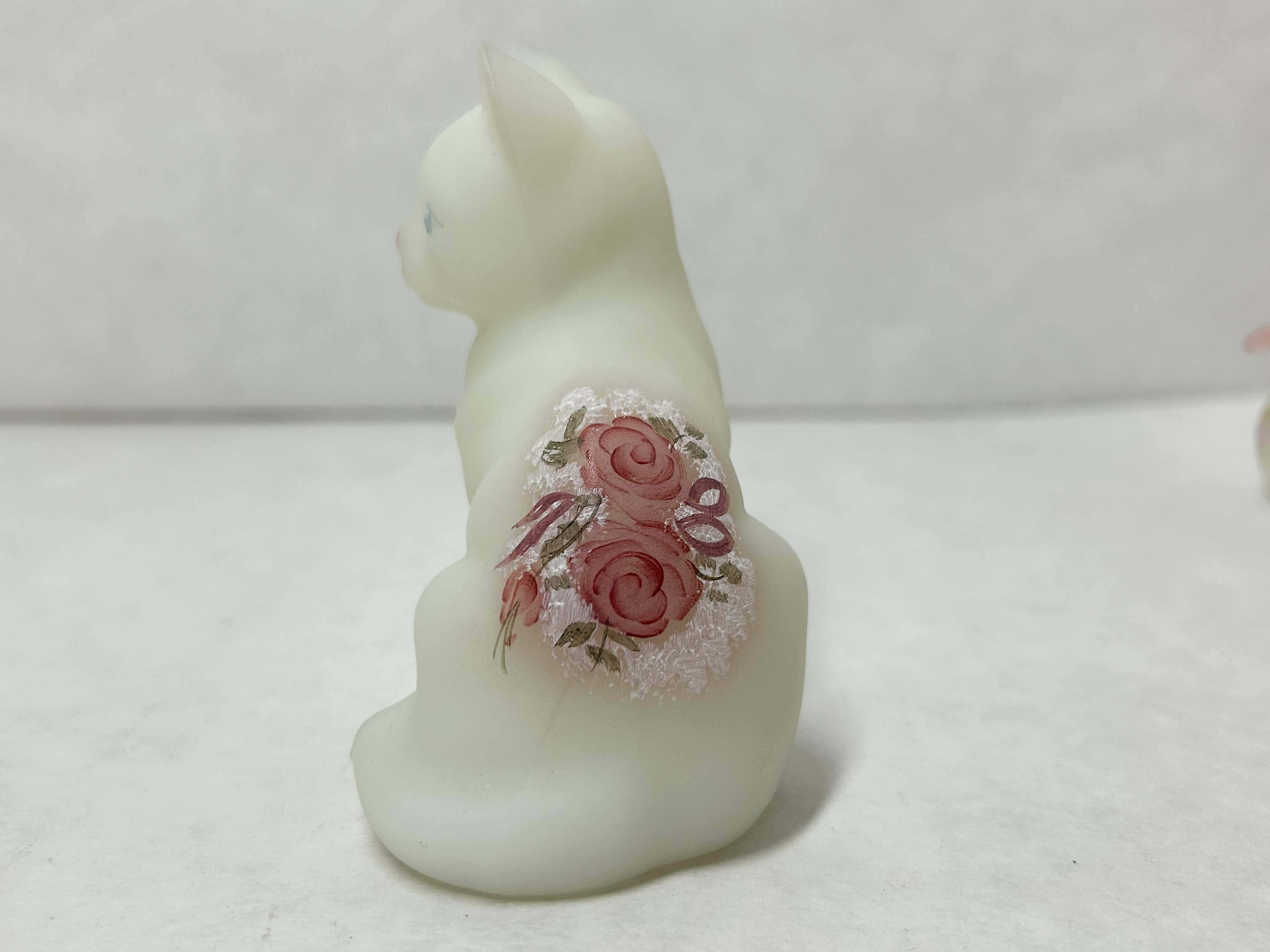FENTON SATIN GLASS CAT FIGURINE