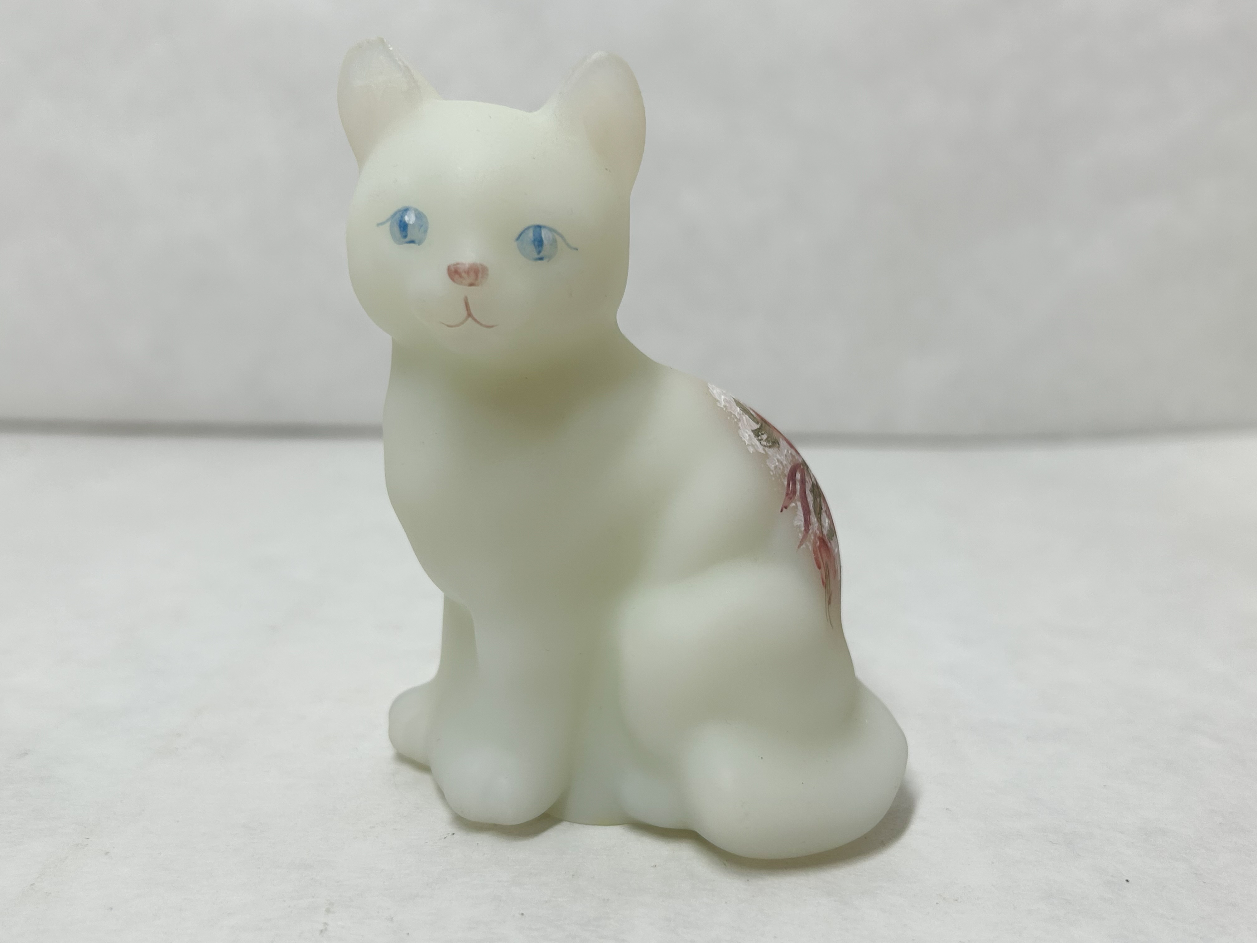 FENTON SATIN GLASS CAT FIGURINE