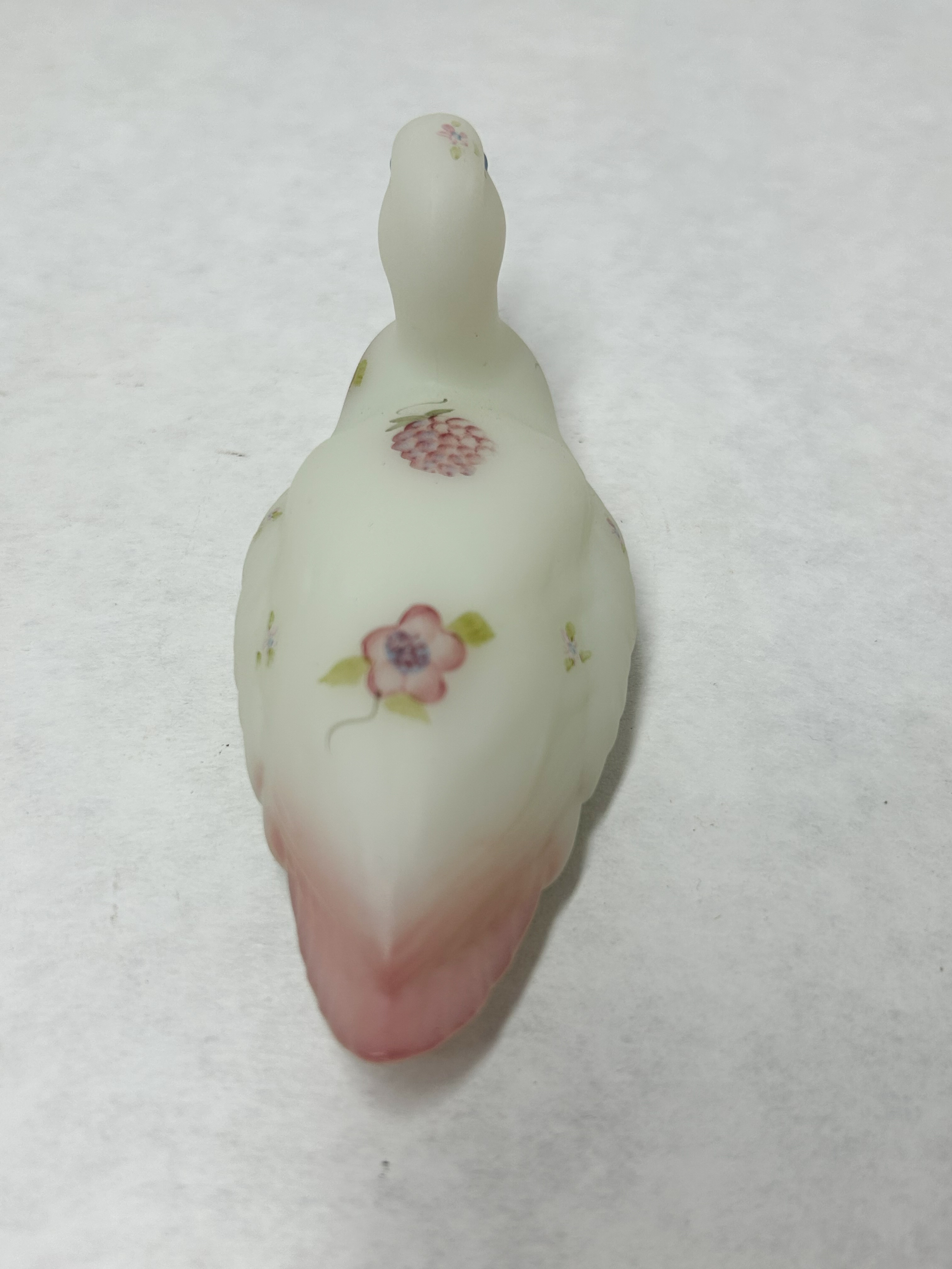 FENTON SATIN GLASS DUCK, 20TH CENTURY