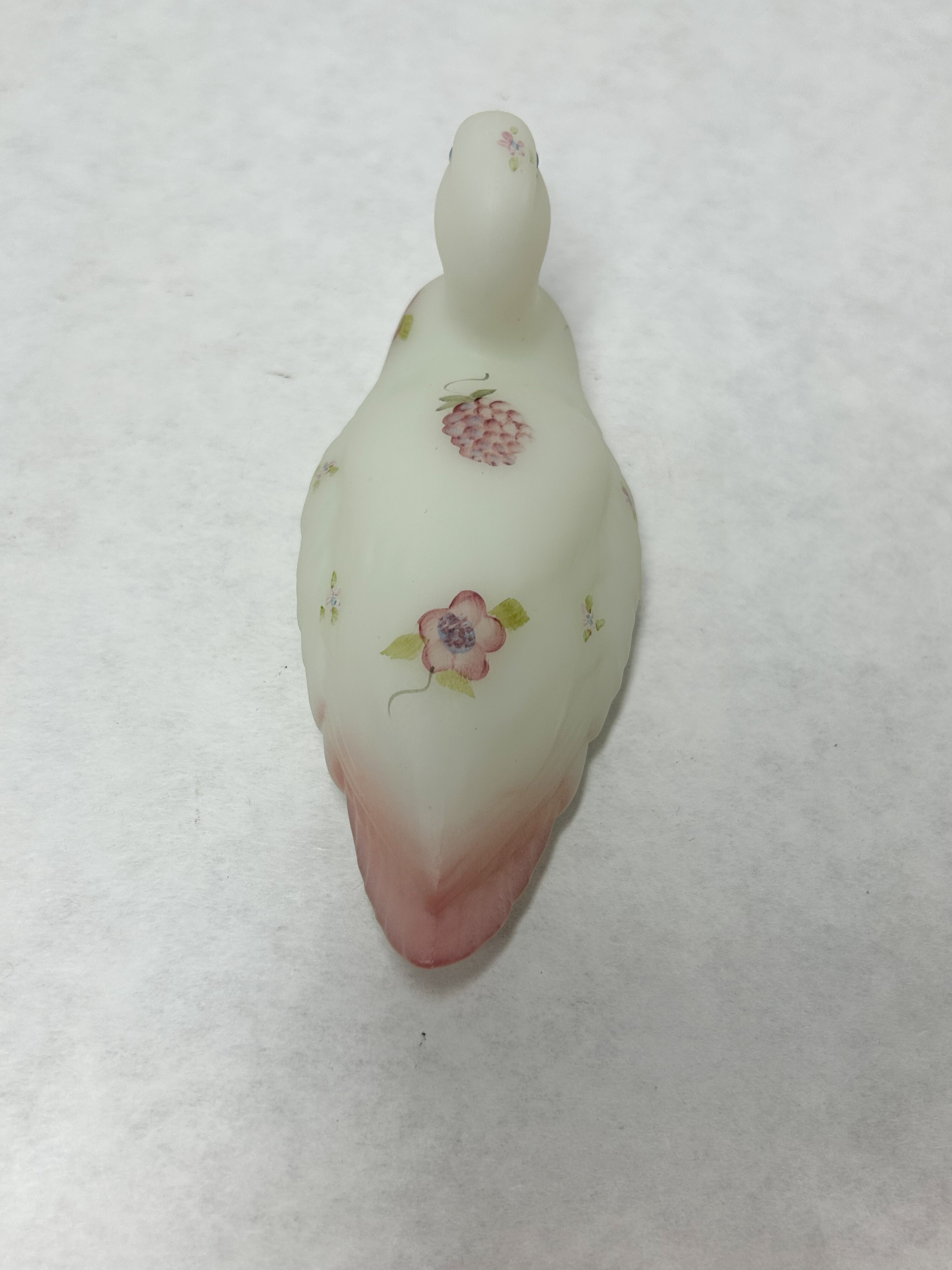 FENTON SATIN GLASS DUCK, 20TH CENTURY