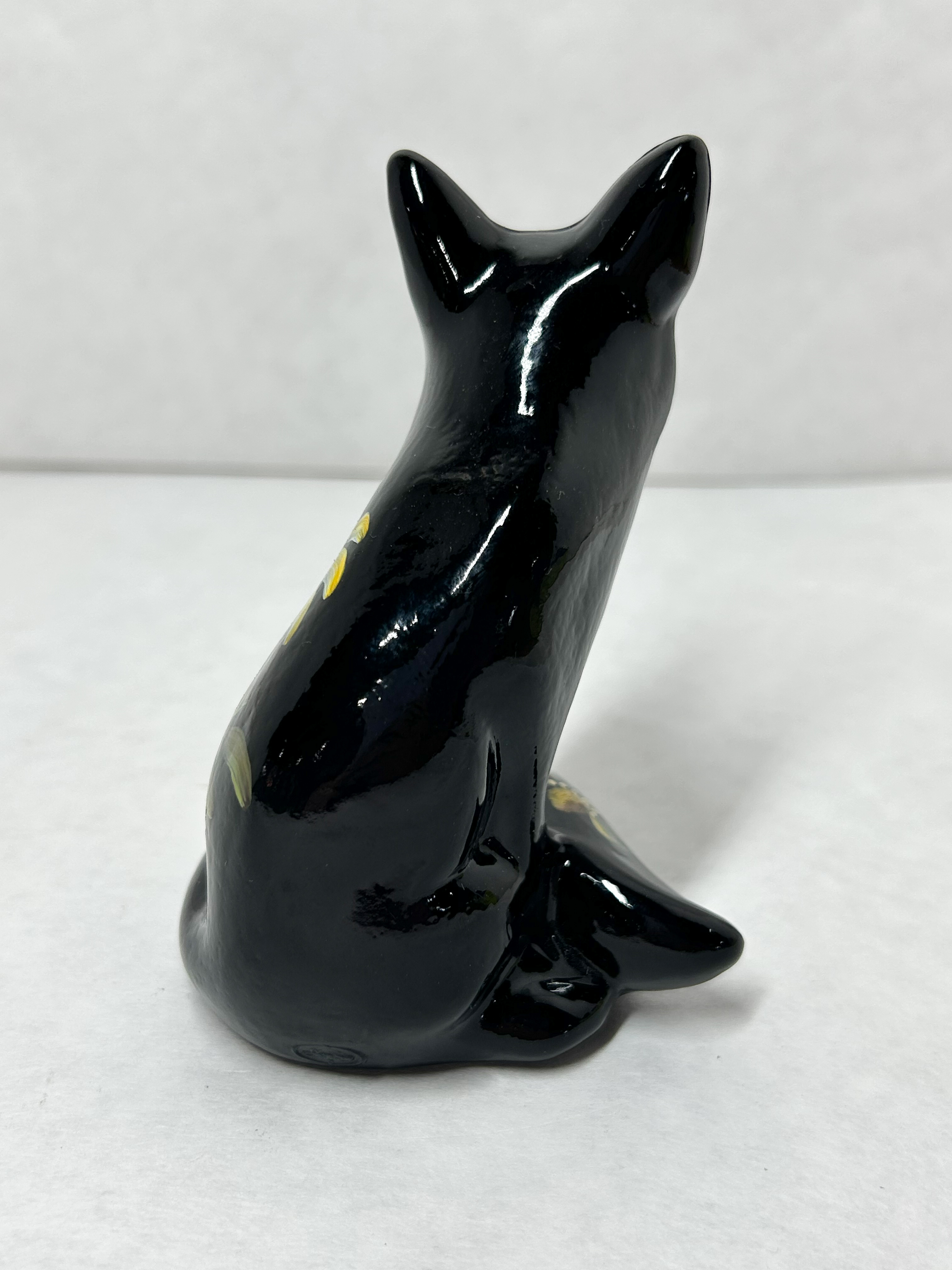 FENTON EBONY HANDPAINTED FOX FIGURINE