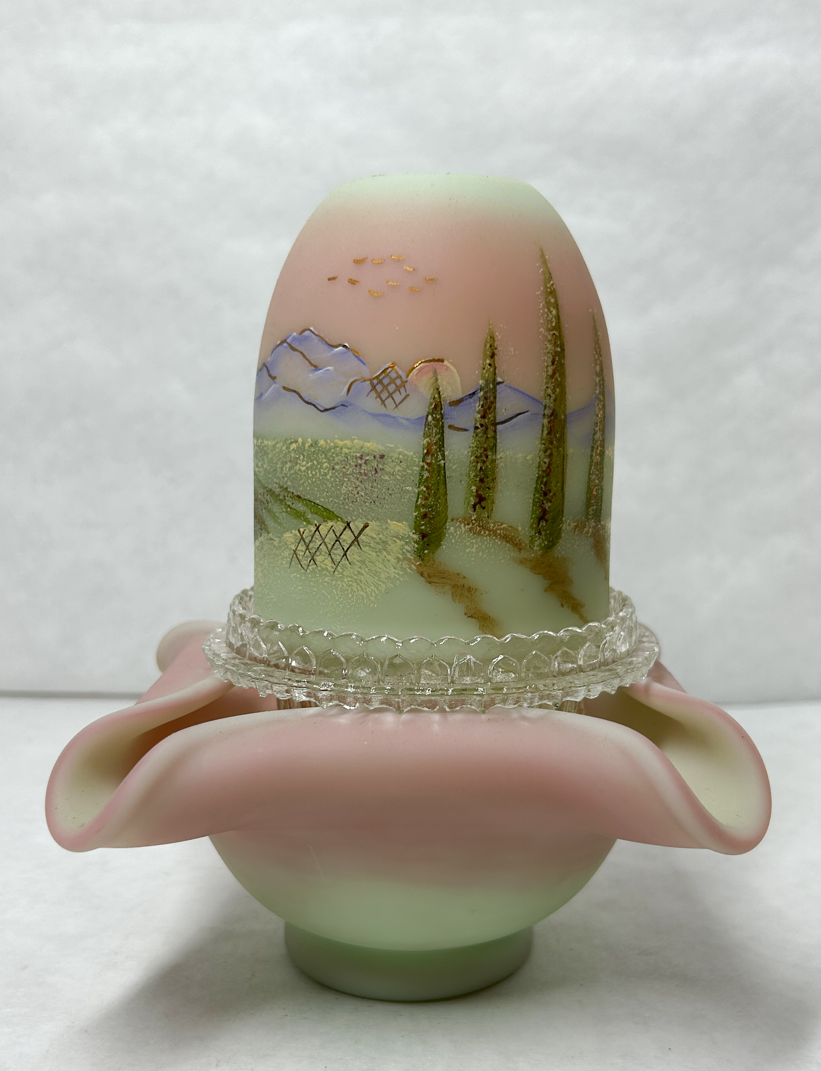 FENTON BURMESE GLASS FAIRY LAMP 840/1950