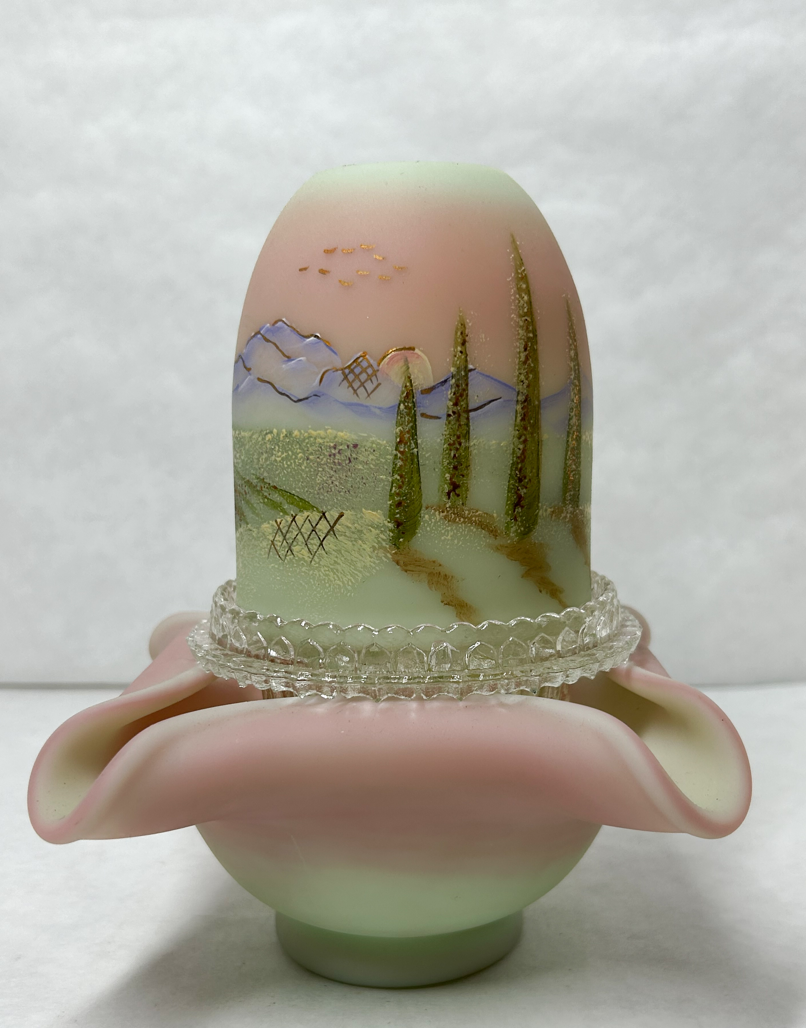 FENTON BURMESE GLASS FAIRY LAMP 840/1950
