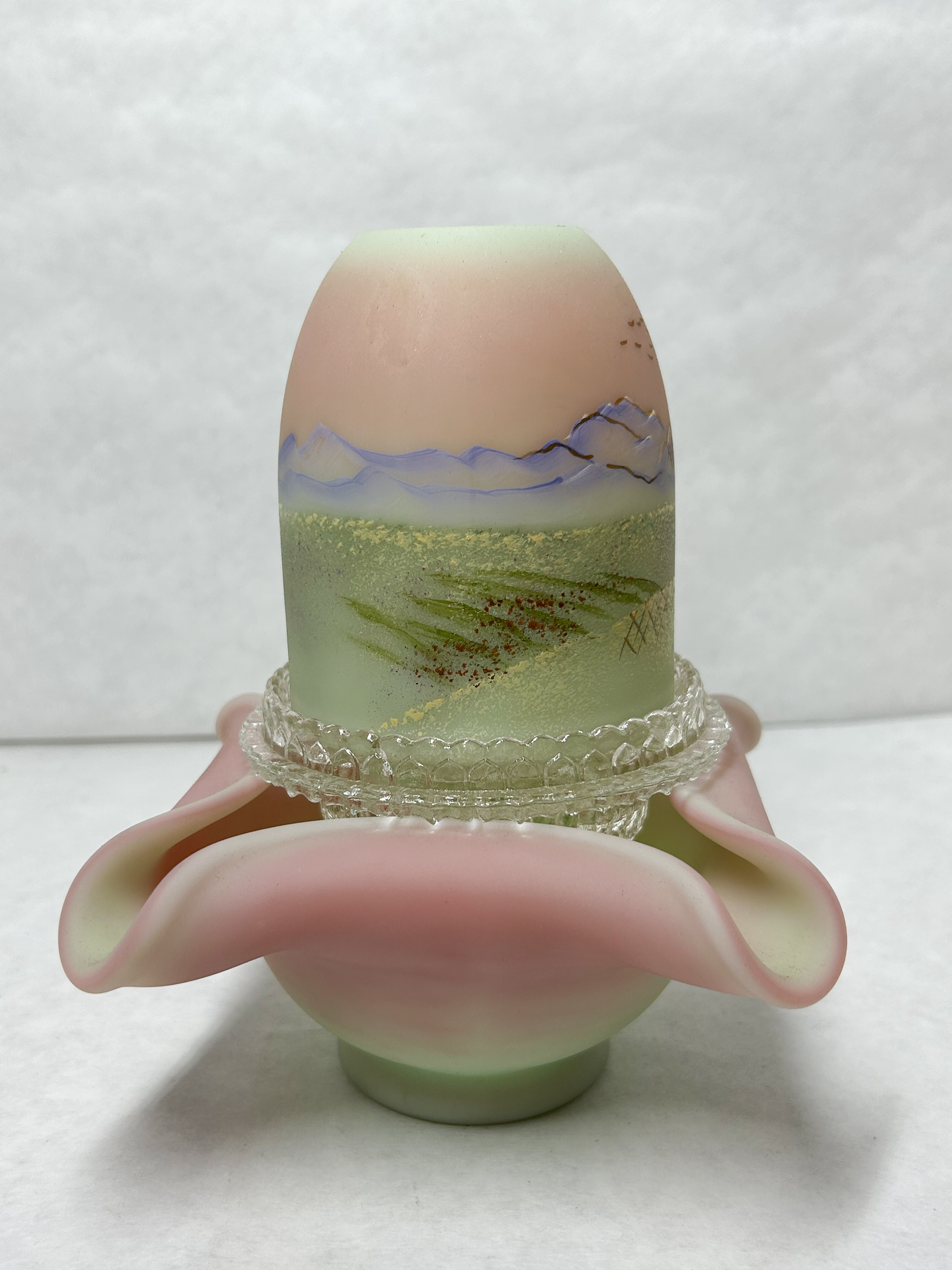 FENTON BURMESE GLASS FAIRY LAMP 840/1950