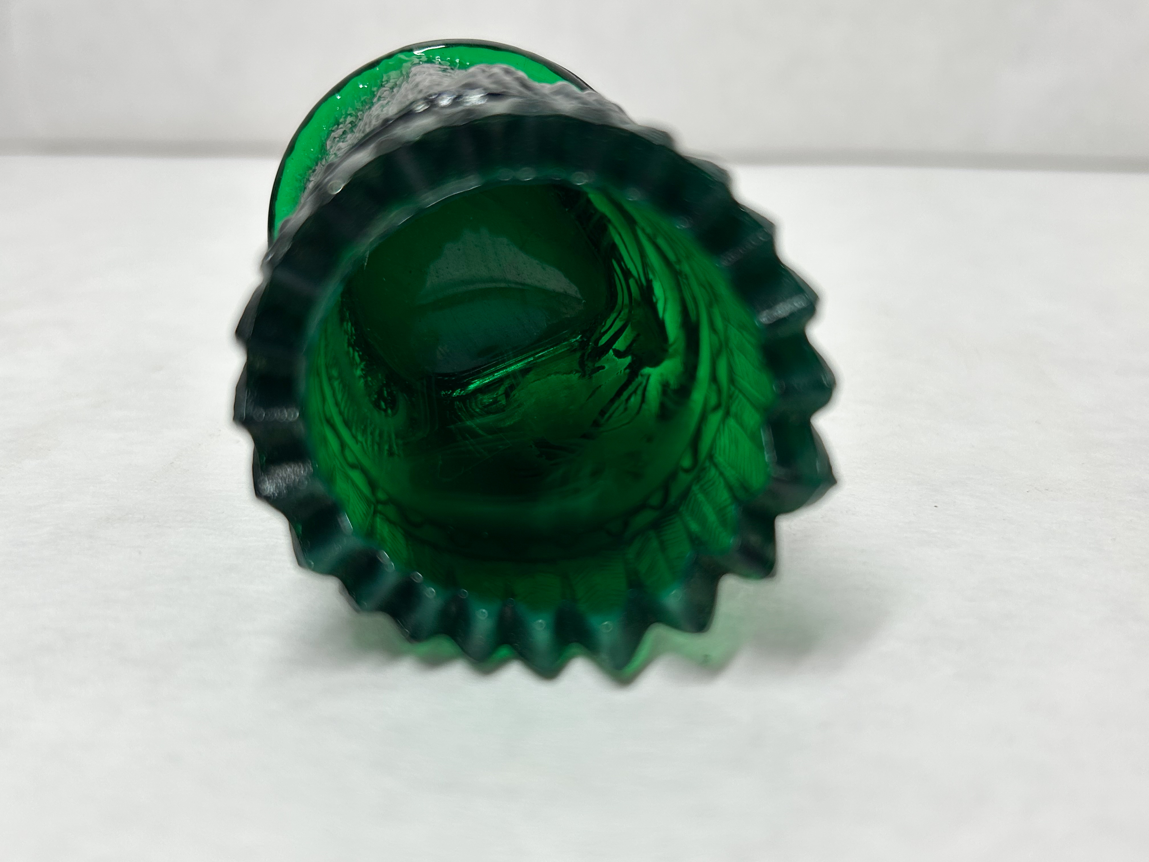GREEN GLASS NATIVE AMERICAN TOOTHPICK HOLDER