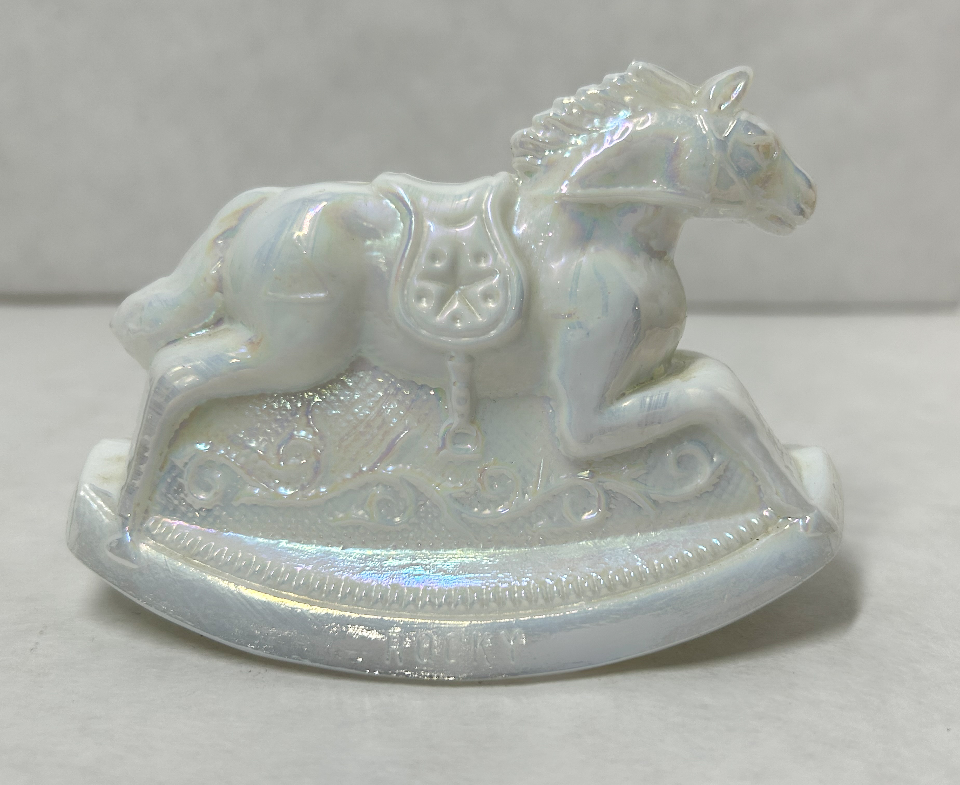 BOYD IRIDESCENT GLASS ROCKING HORSE 1982