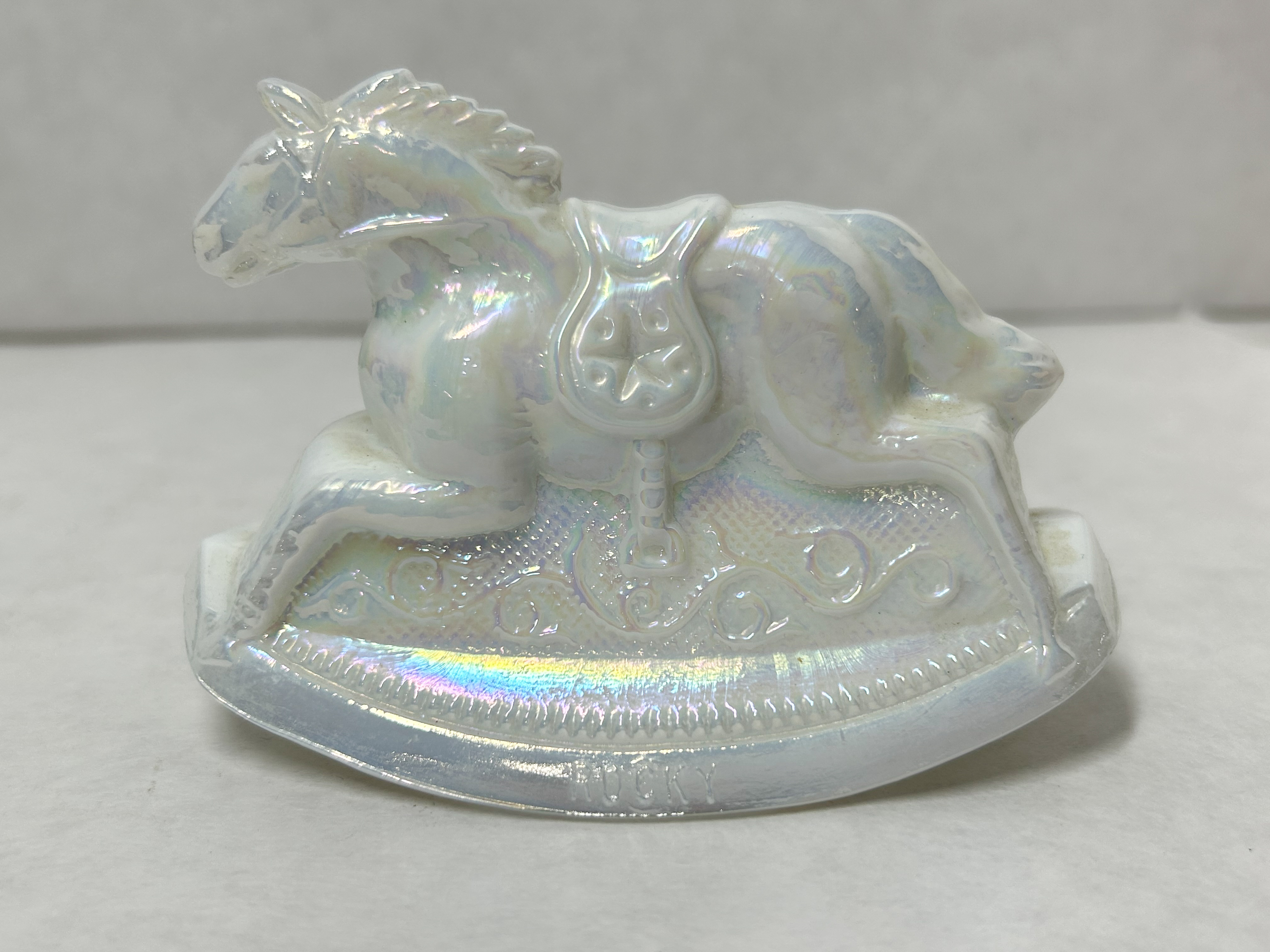 BOYD IRIDESCENT GLASS ROCKING HORSE 1982