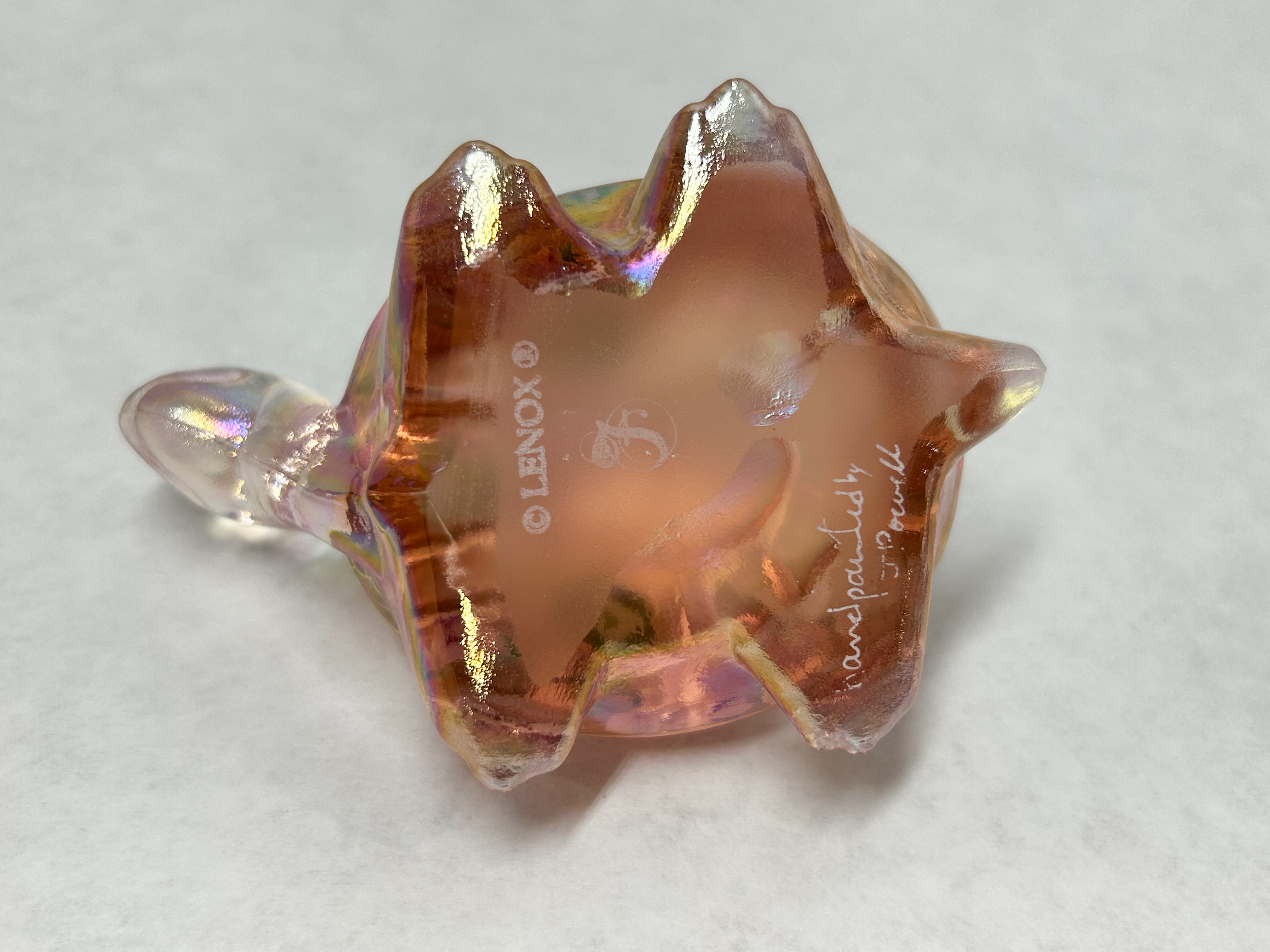 FENTON LENOX IRIDESCENT GLASS TURTLE