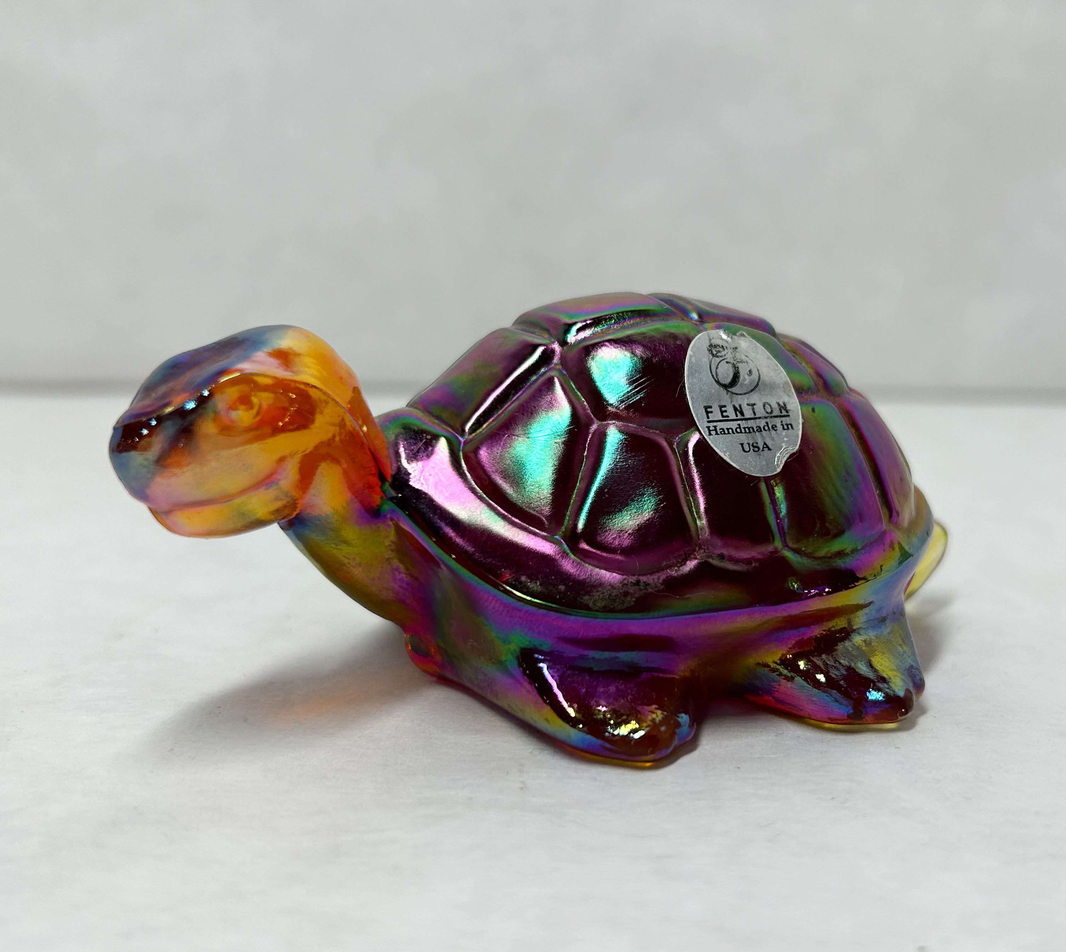 FENTON IRIDESCENT CARNIVAL GLASS TURTLE 1970S