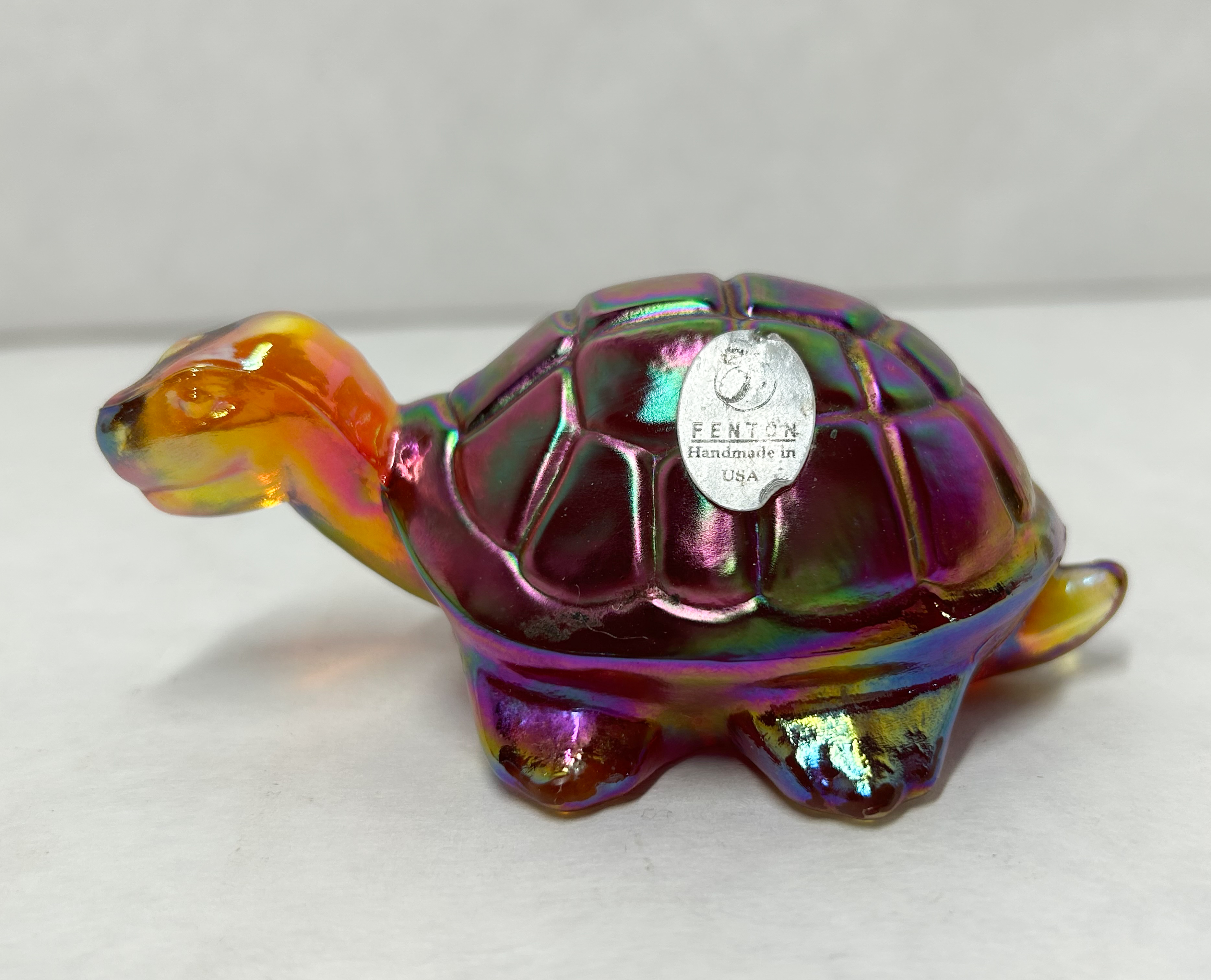 FENTON IRIDESCENT CARNIVAL GLASS TURTLE 1970S